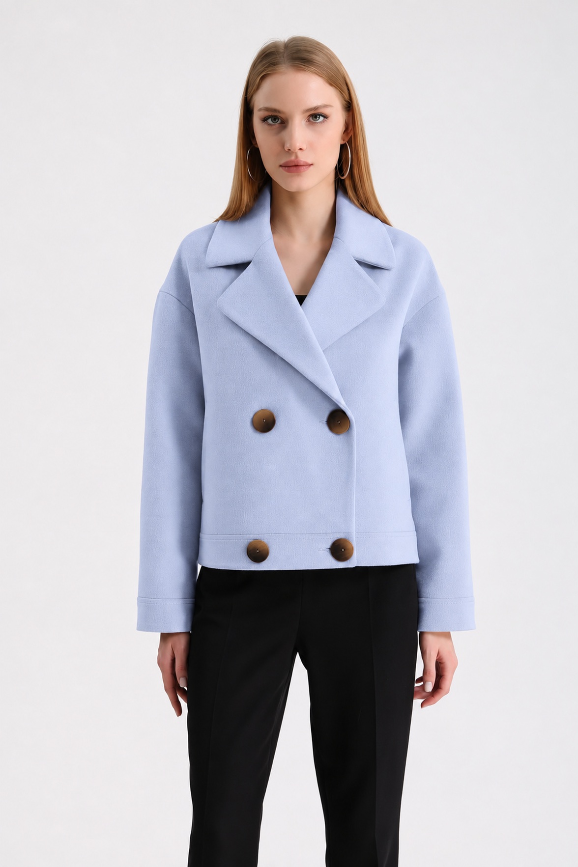 Veste en cachemire bleu clair, LC Leather Club