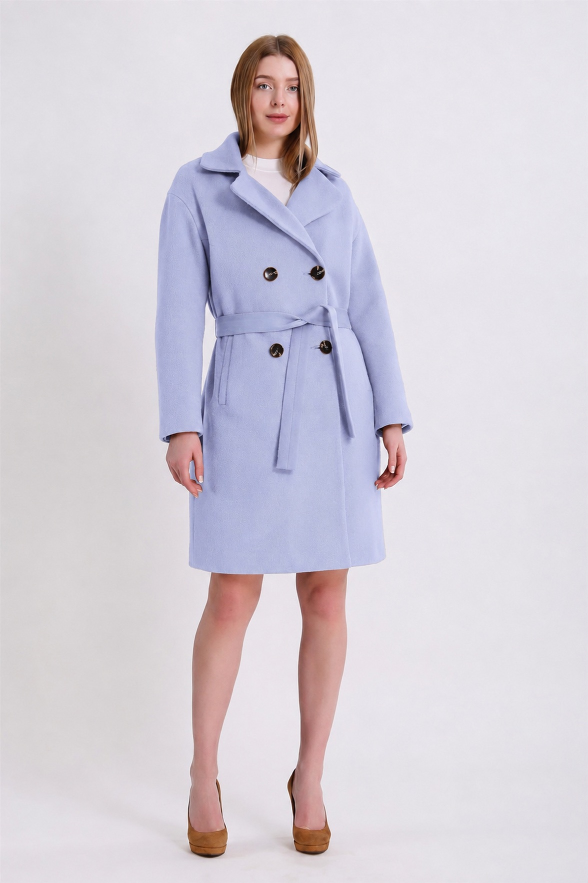 Manteau en cachemire bleu clair, LC Leather Club