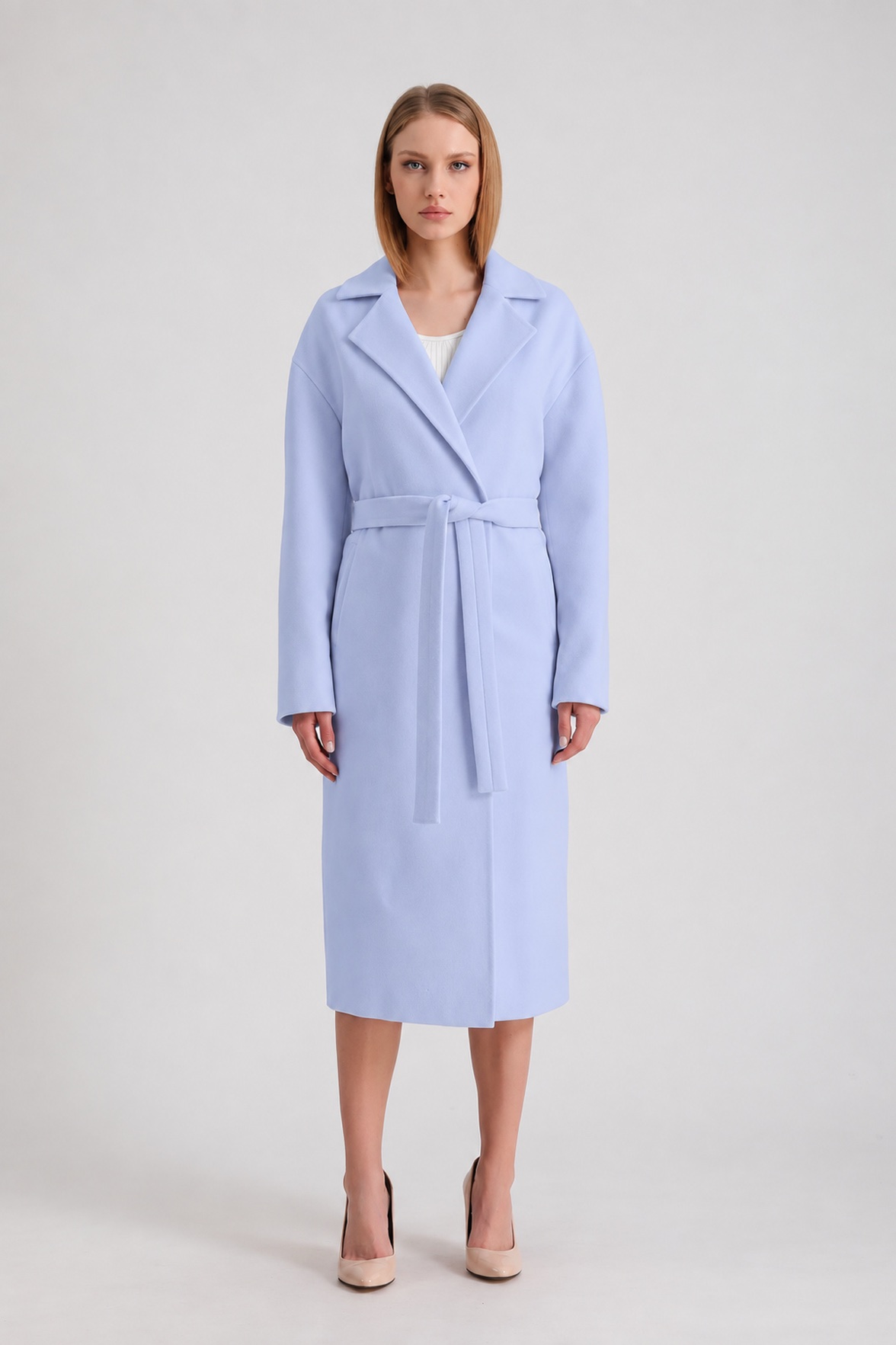 Manteau en cachemire bleu clair, LC Leather Club