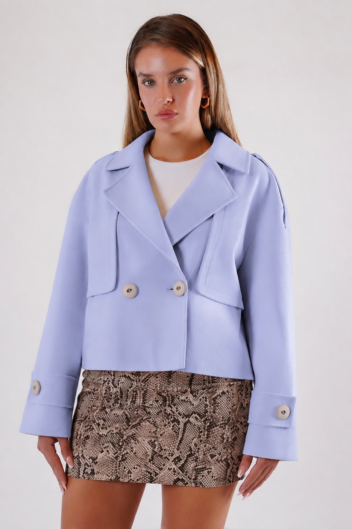 Manteau en cachemire oversized bleu clair véritable, LC Leather Club