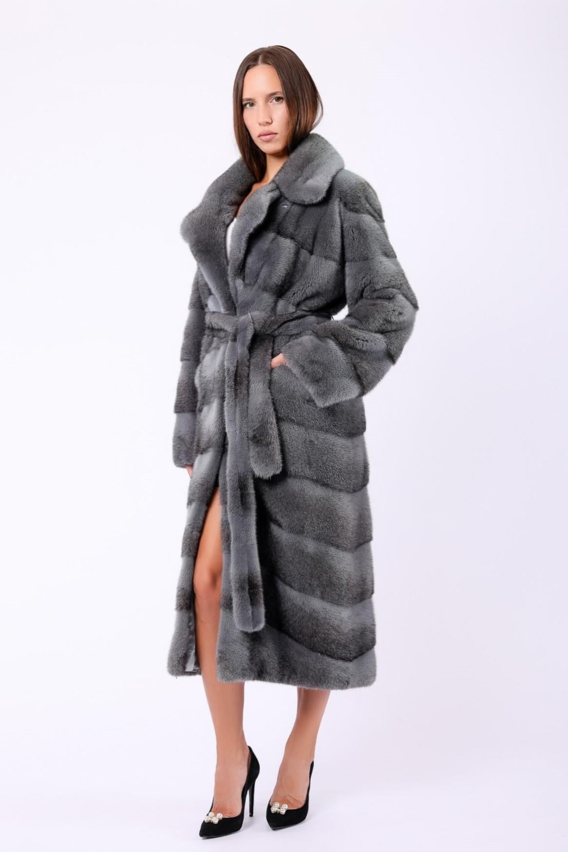 Manteau en vison gris lune, LC Leather Club