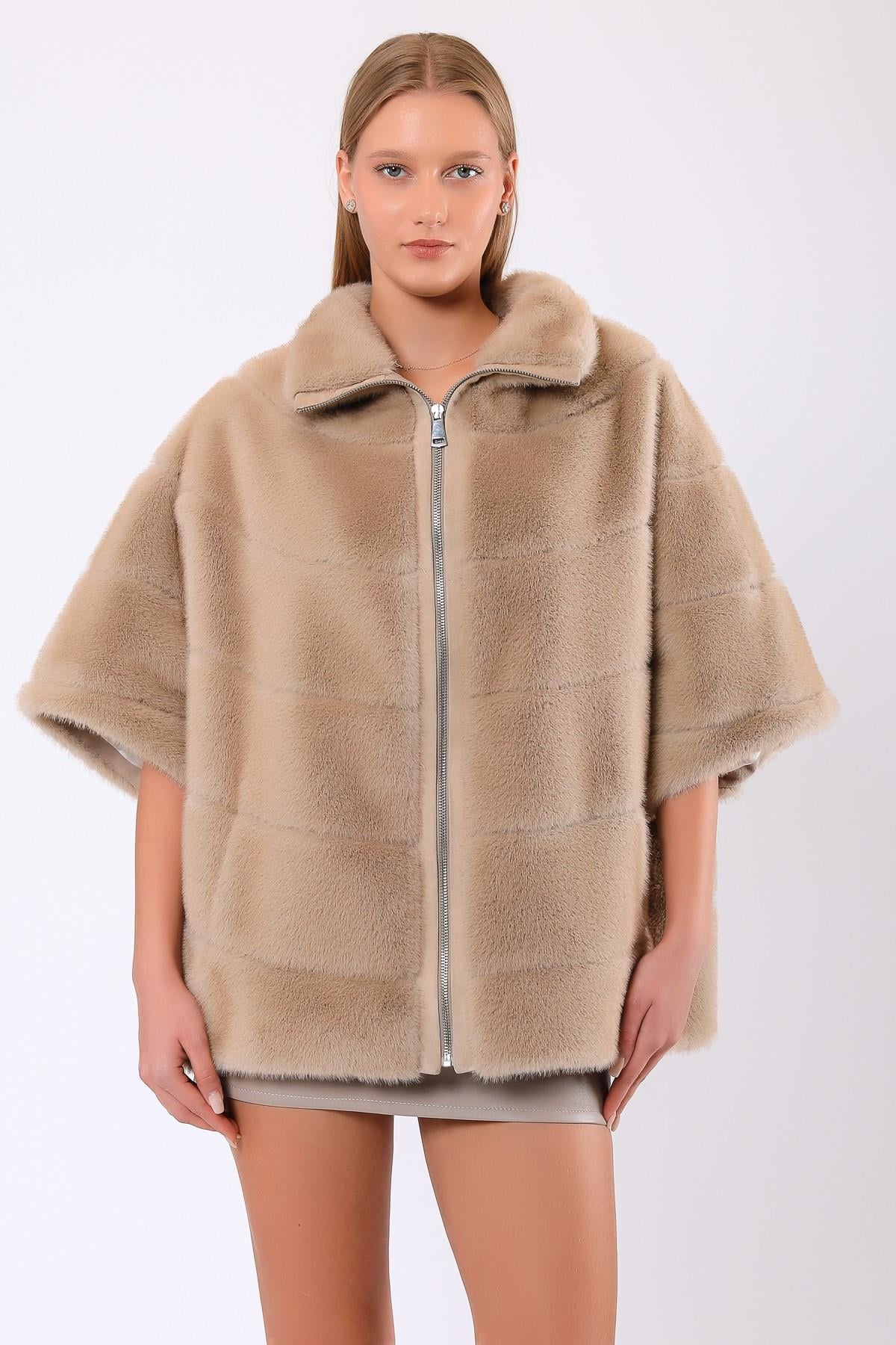 Beiger Pellzwollmantel Chloe, LC Leather Club