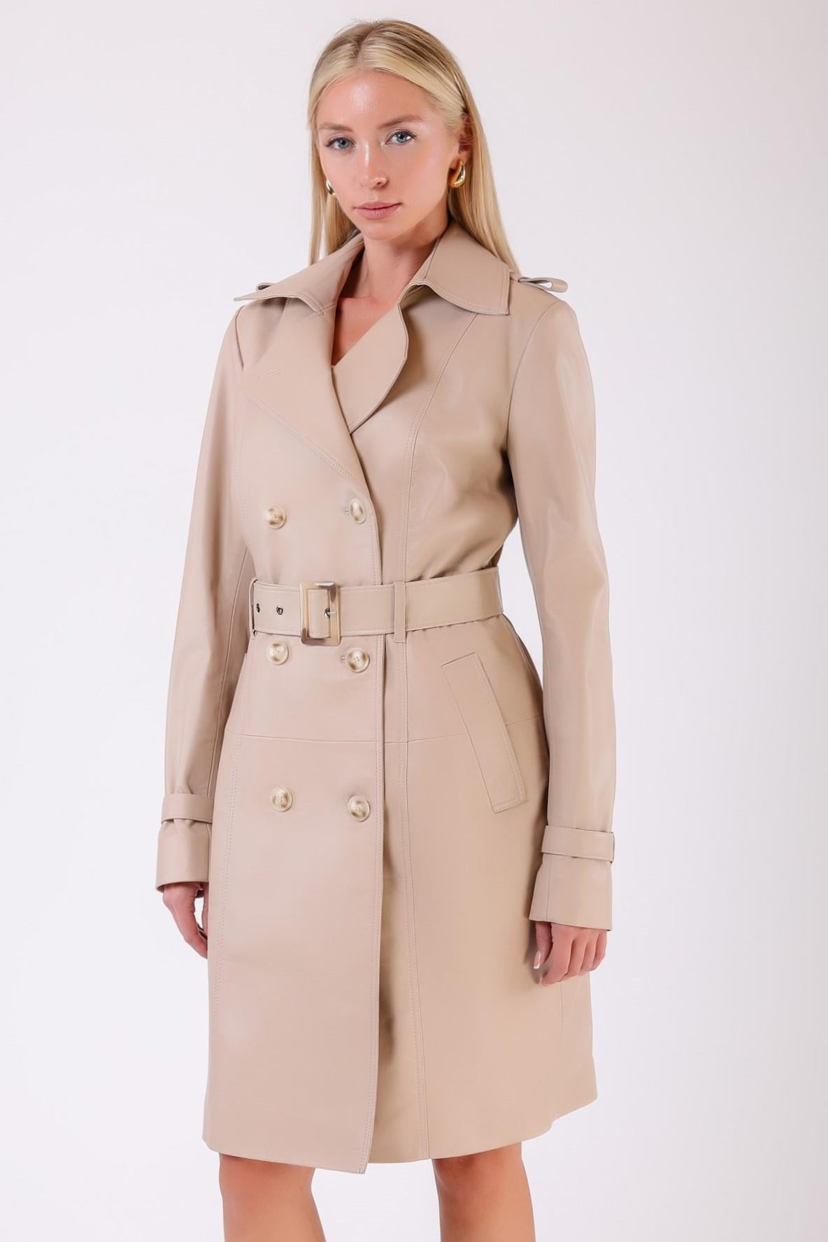 Trench en cuir beige, LC Leather Club