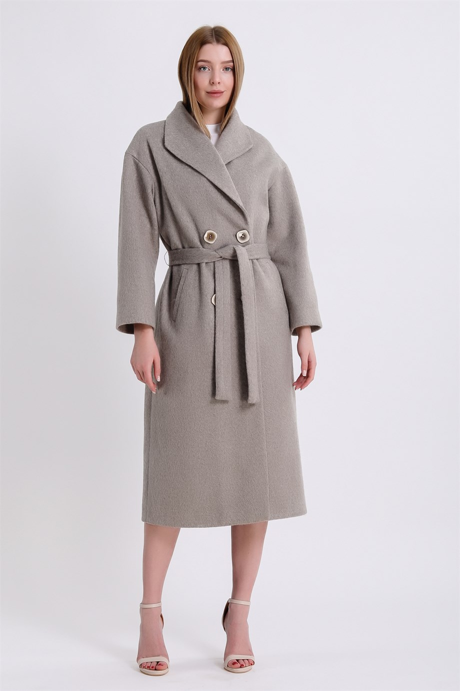 Manteau en cachemire beige, LC Leather Club