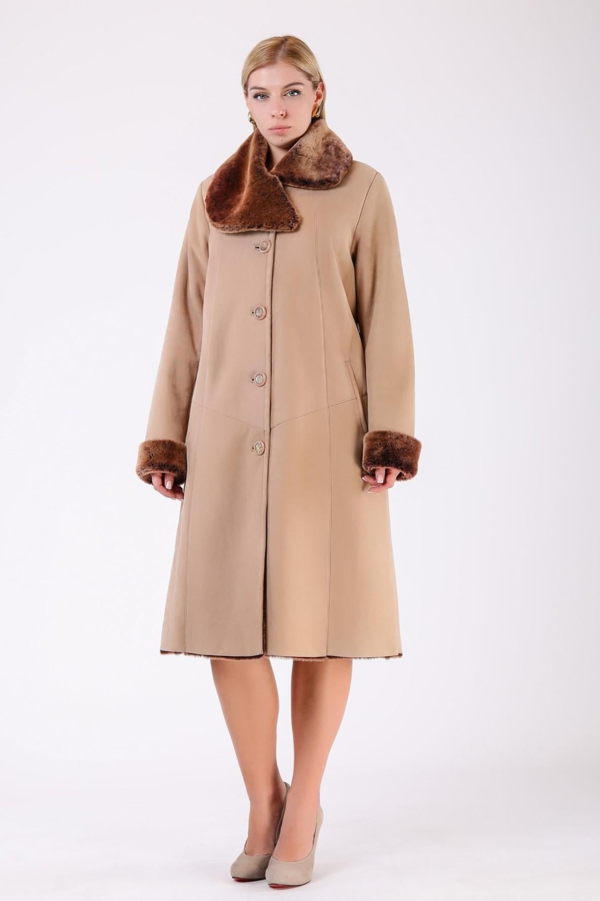 Manteau en fourrure beige, LC Leather Club