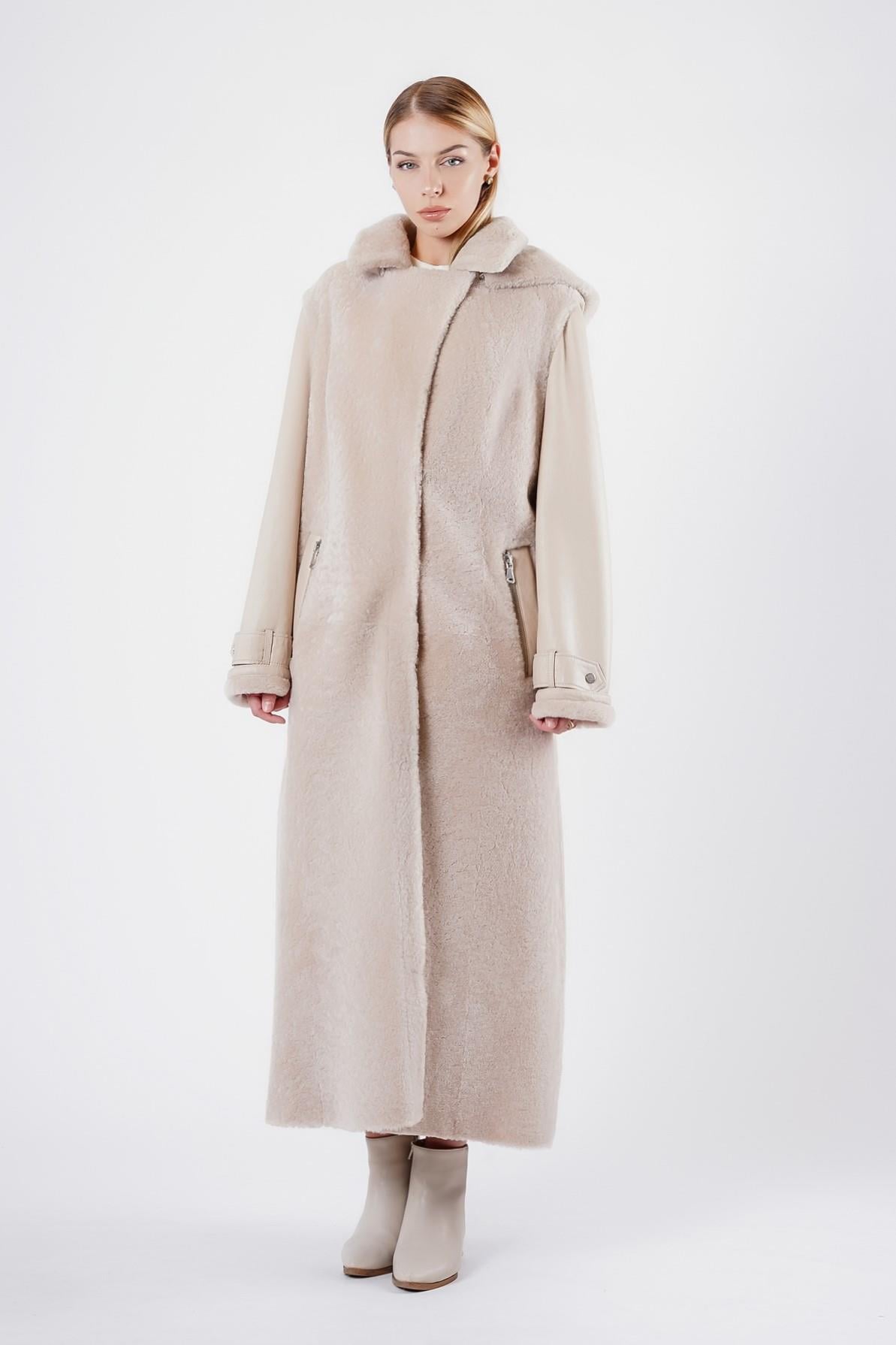 Manteau en fourrure beige Milano, LC Leather Club