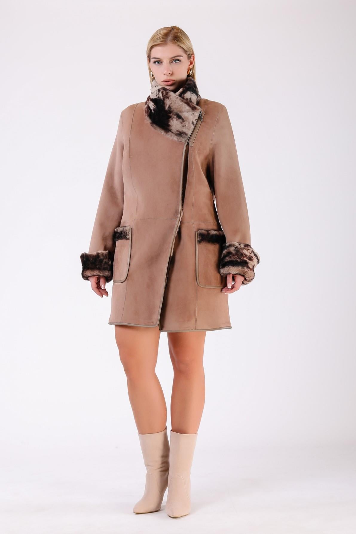 Beige Toscana-bontmantel, LC Leather Club