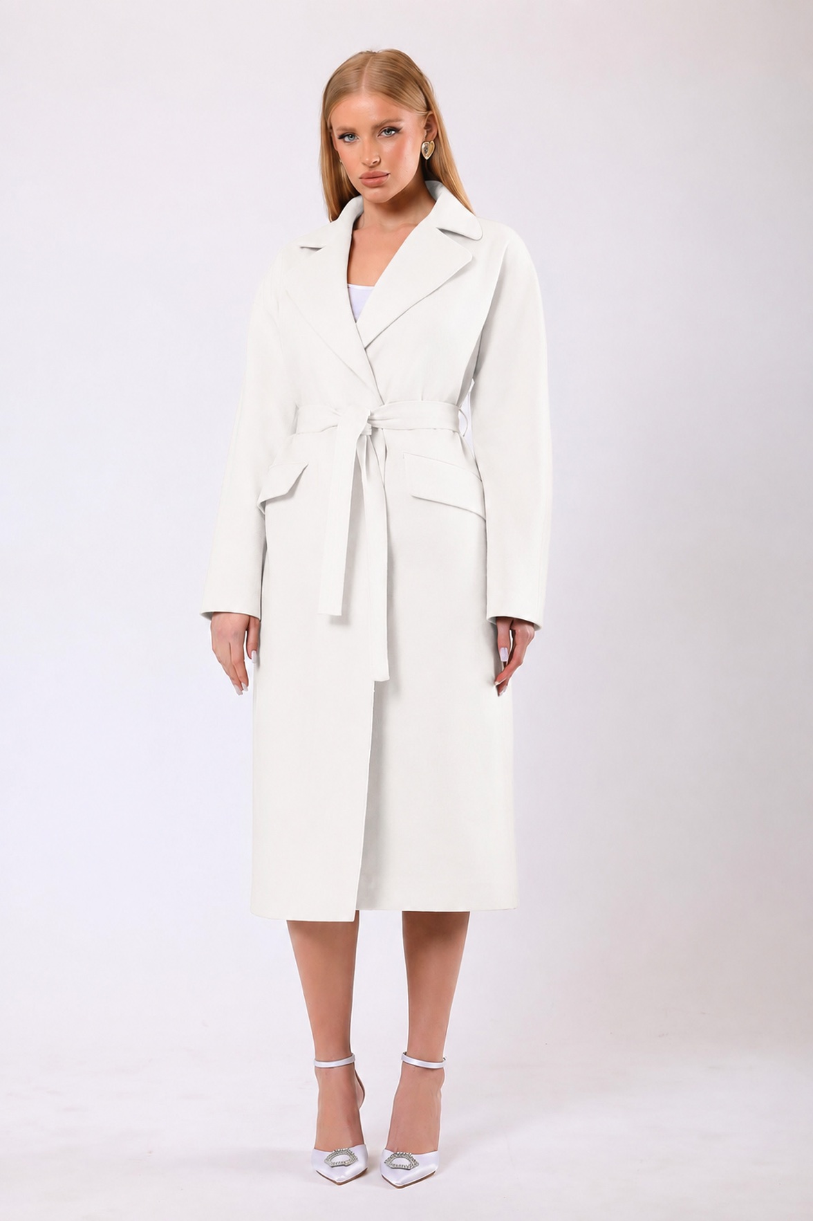 Manteau en cachemire Carolina blanc, LC Leather Club