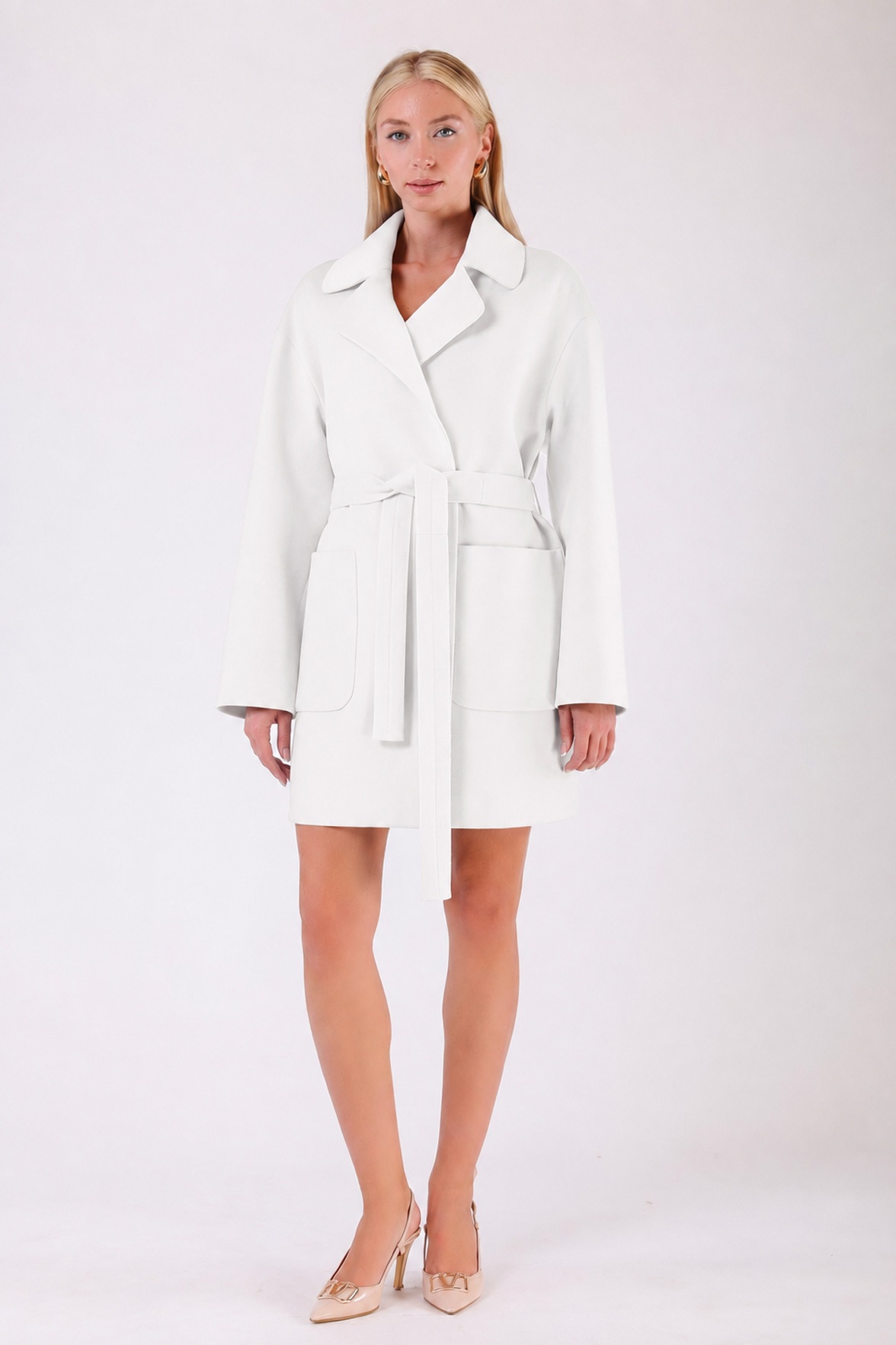 Manteau en cachemire blanc, LC Leather Club