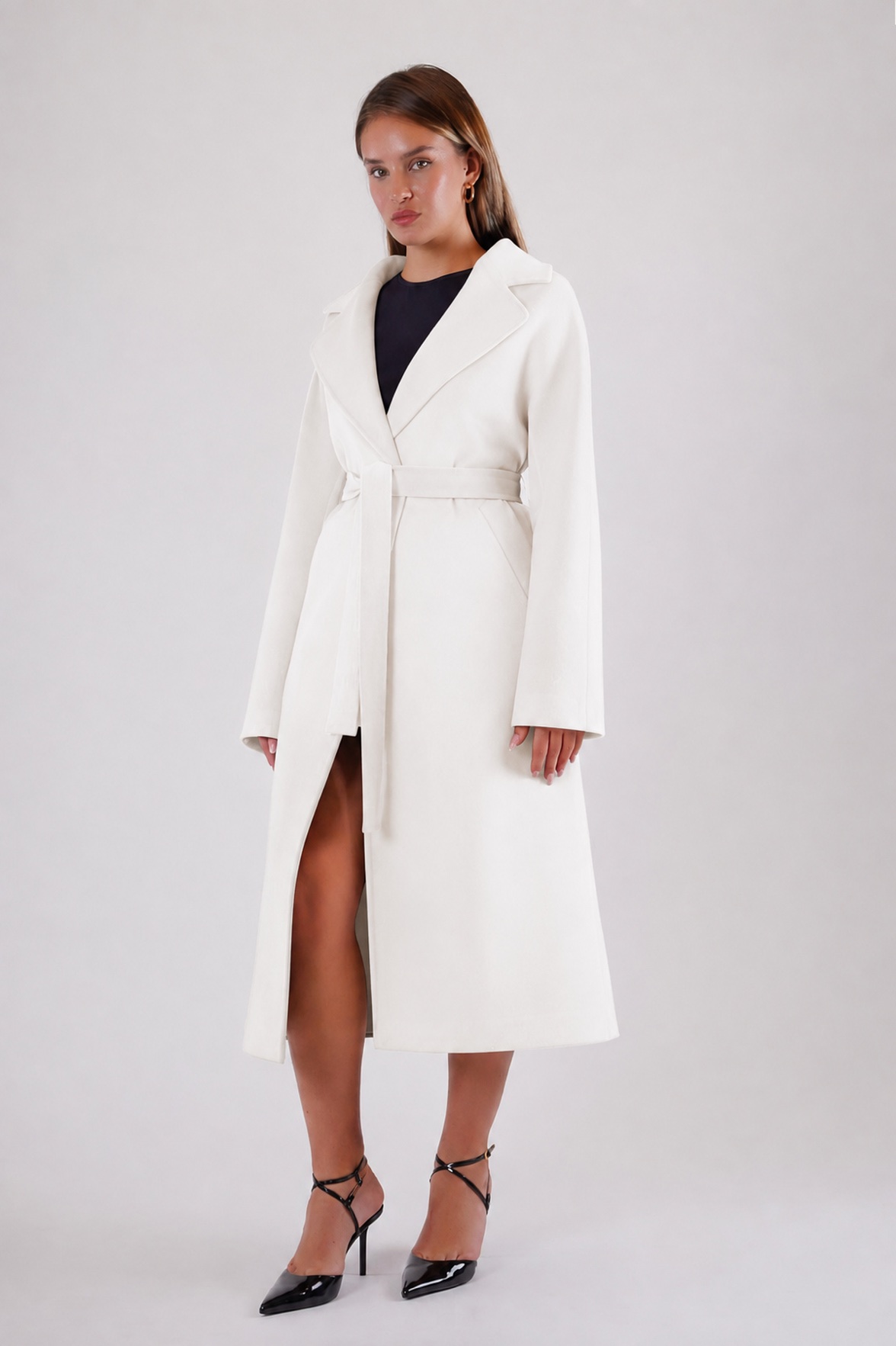 Manteau en cachemire blanc, LC Leather Club