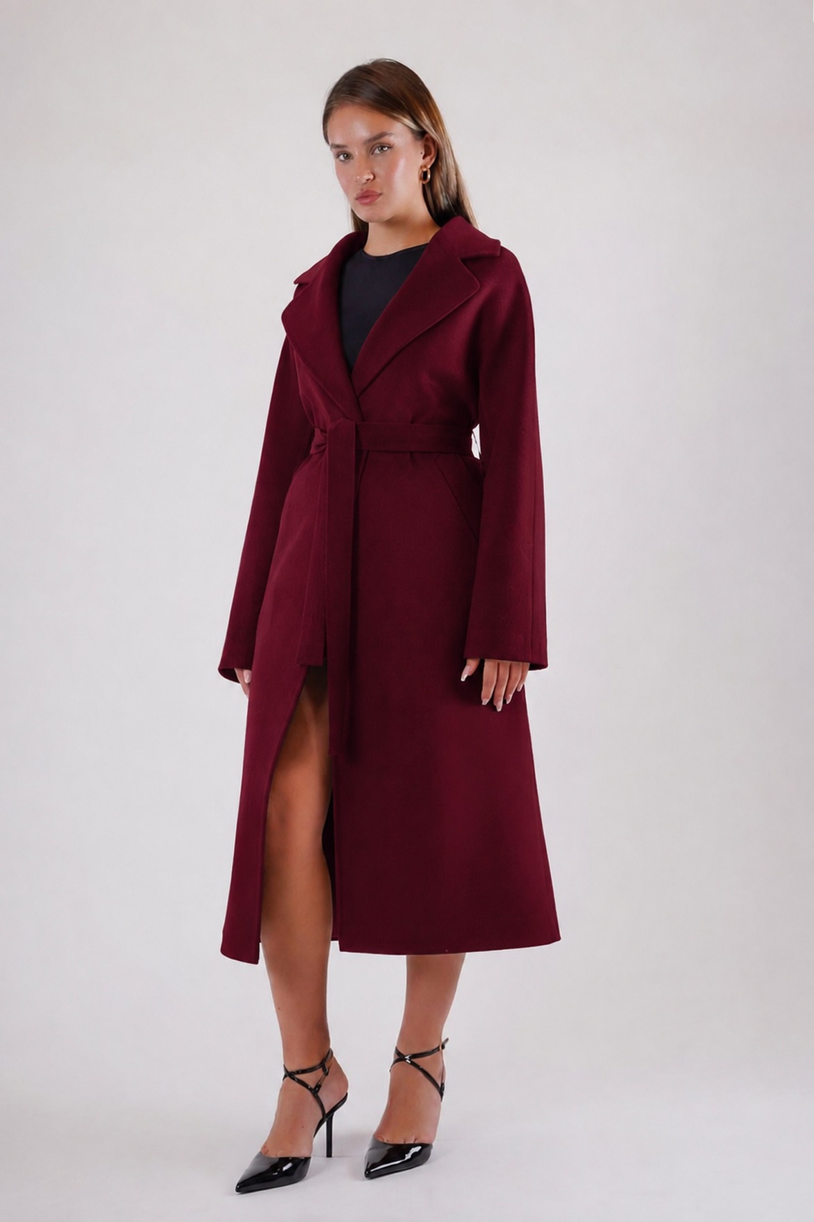 Manteau en cachemire bordeaux, LC Leather Club