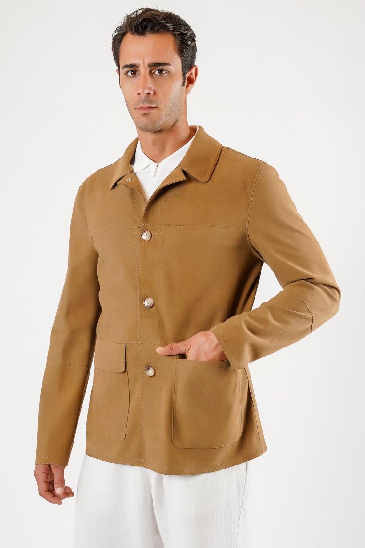 Veste en daim marron camel réversible, LC Leather Club