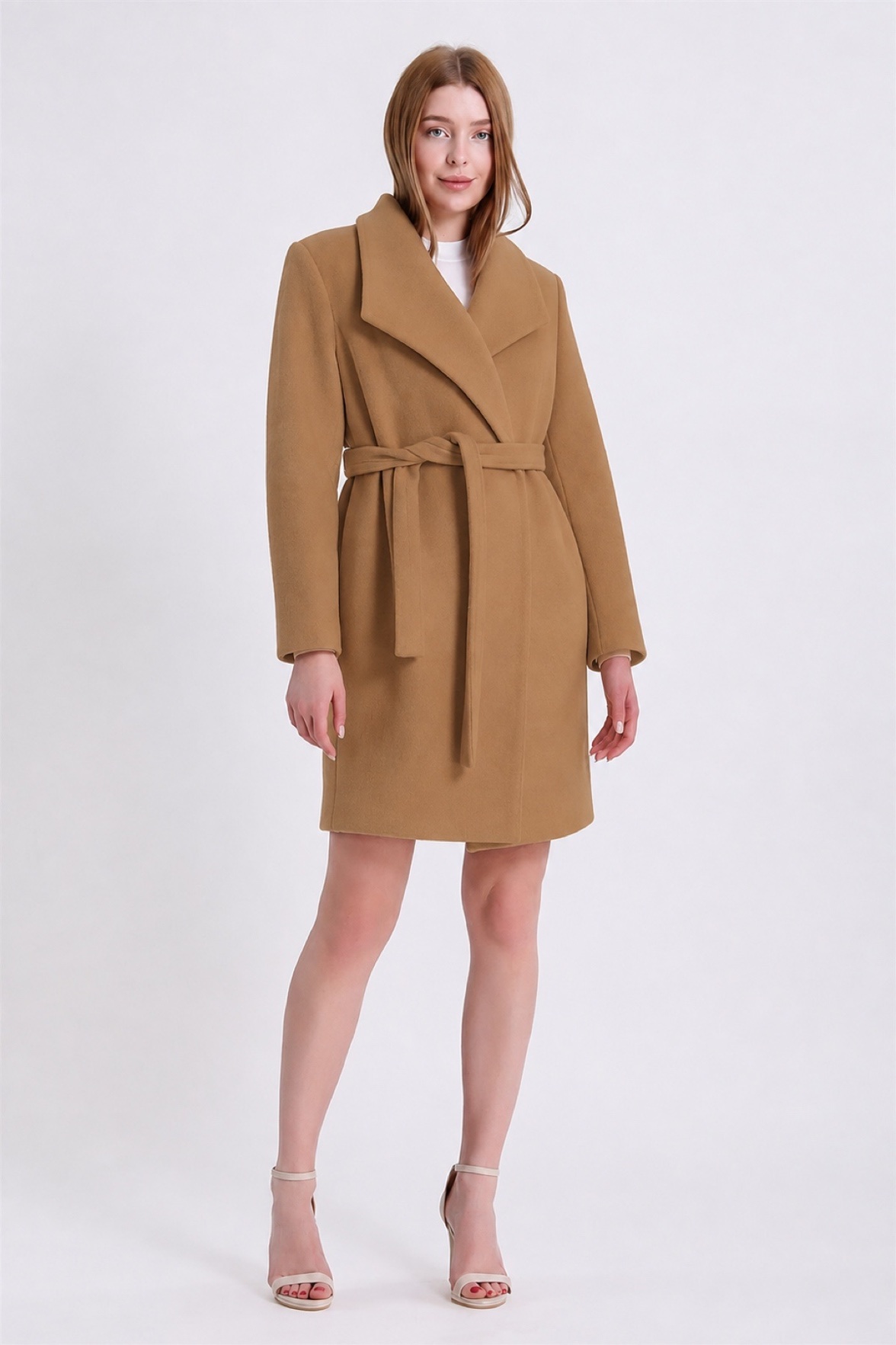 Manteau en cachemire camel, LC Leather Club