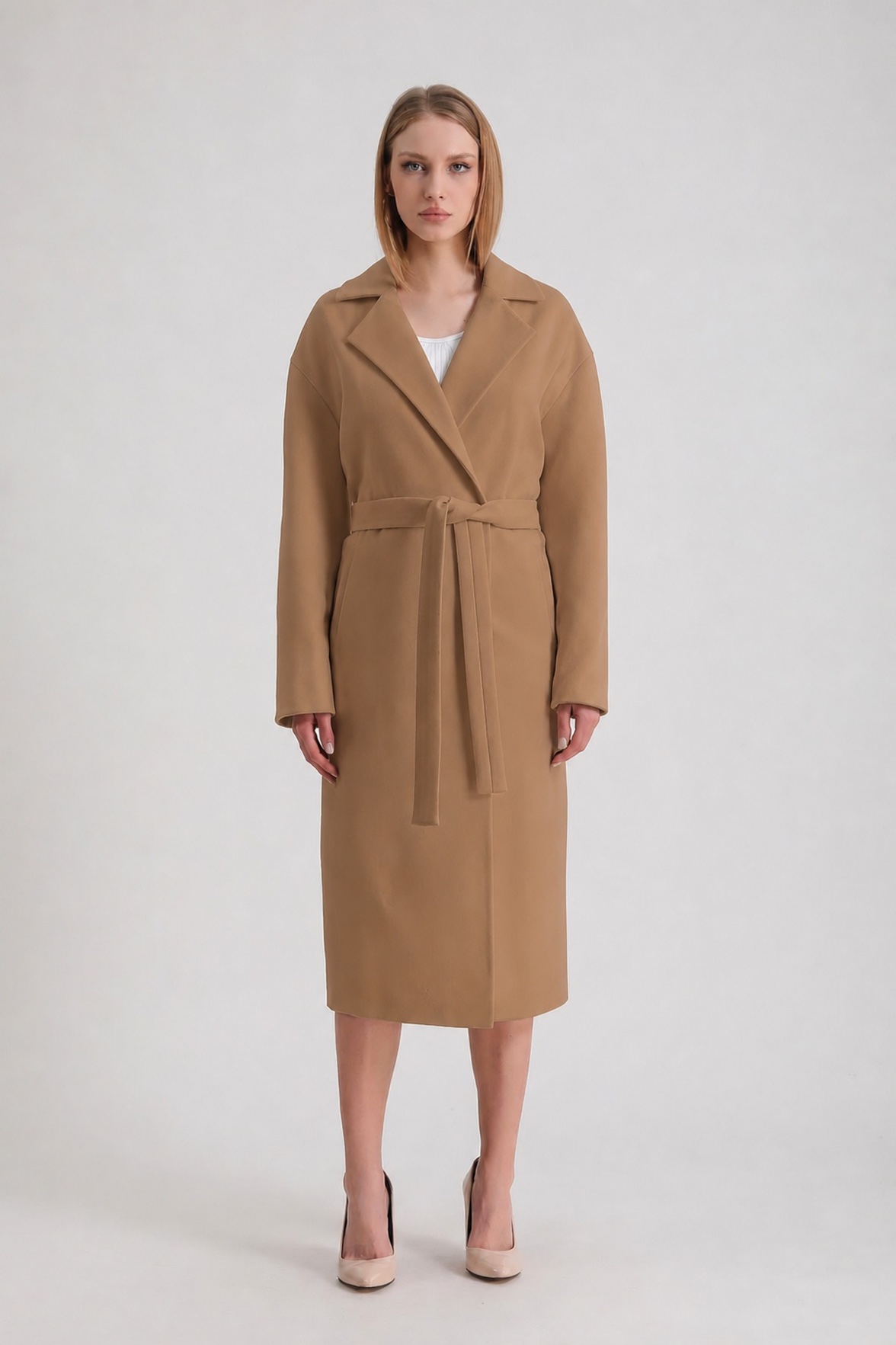 Manteau en cachemire camel, LC Leather Club