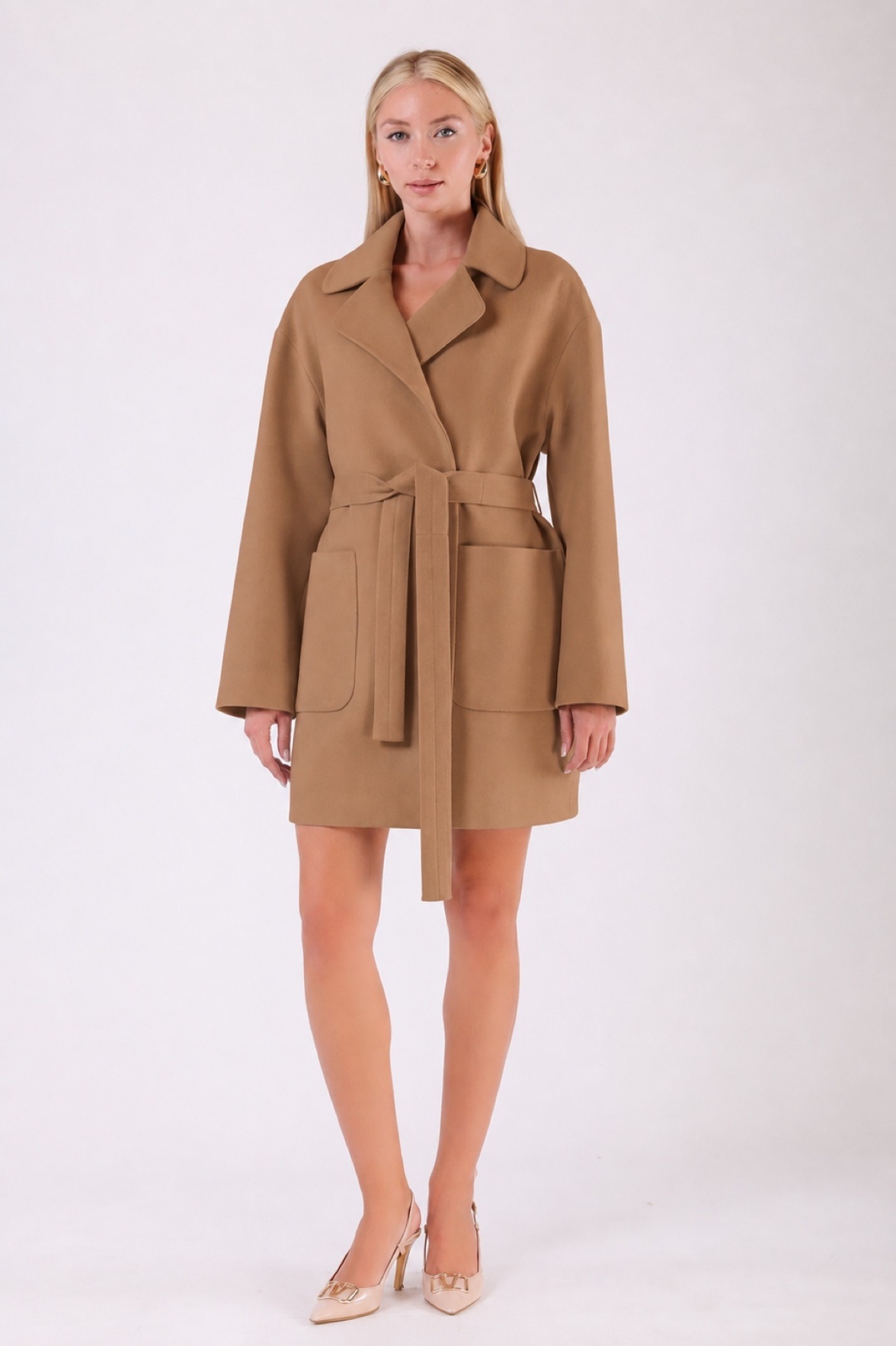 Manteau en cachemire couleur chameau, LC Leather Club