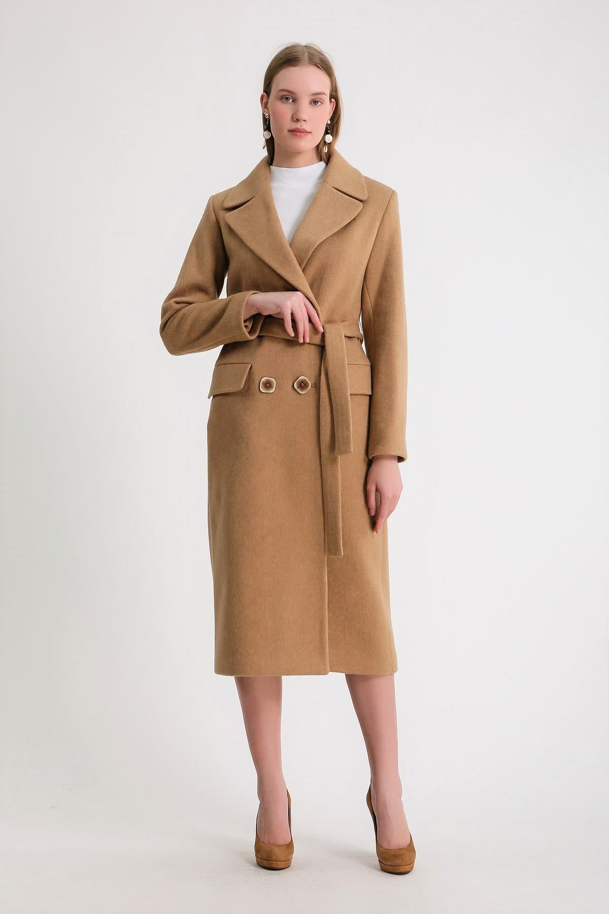 Manteau en cachemire camel, LC Leather Club