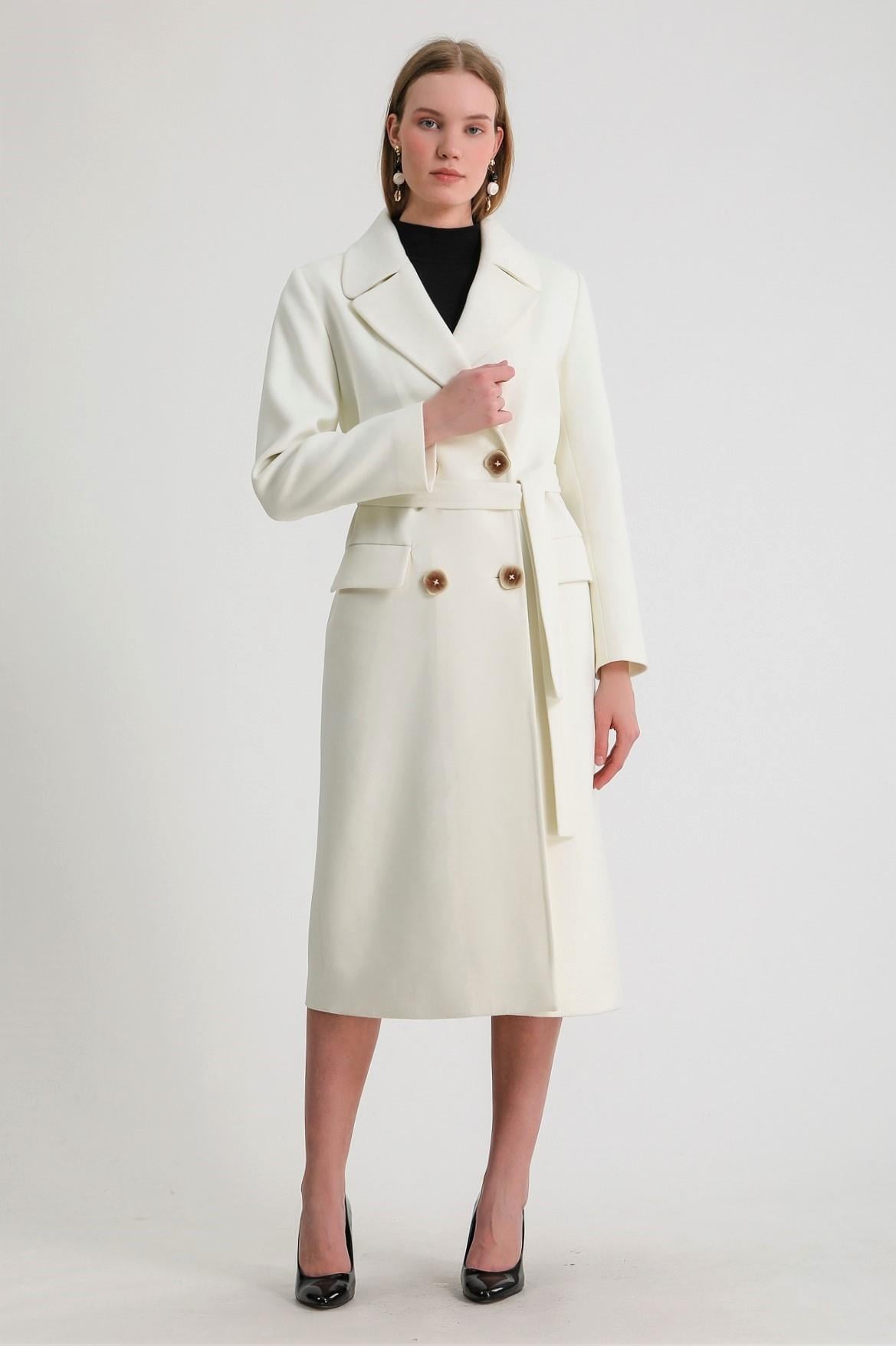 Manteau en cachemire écru, LC Leather Club