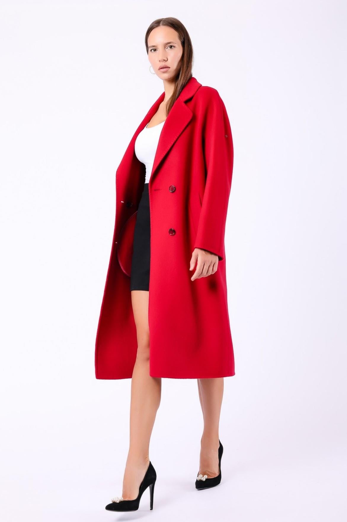 Manteau en cachemire fuchsia, LC Leather Club