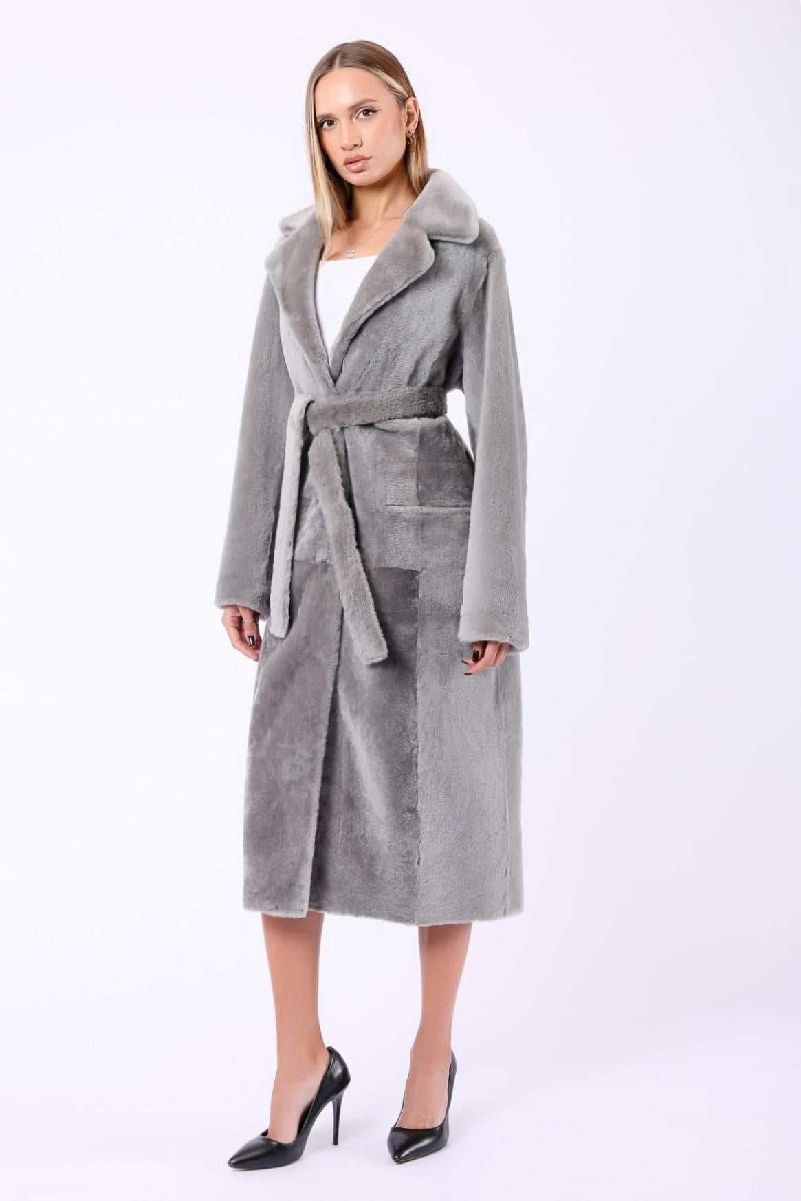 Manteau en fourrure gris réversible, LC Leather Club