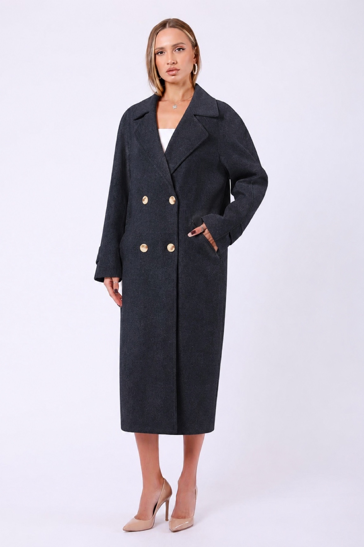 Manteau en cachemire gris, LC Leather Club