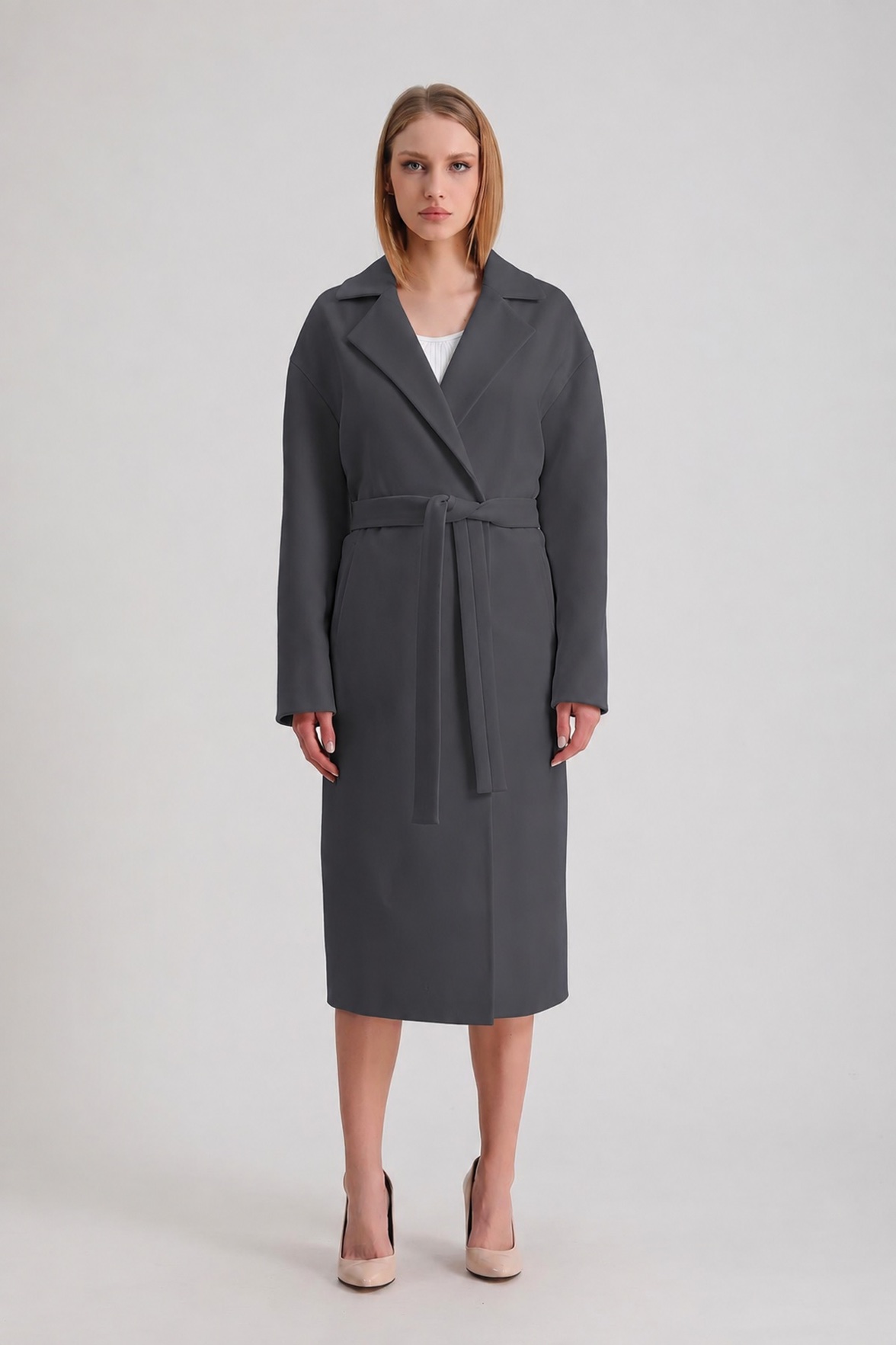 Manteau en cachemire gris, LC Leather Club