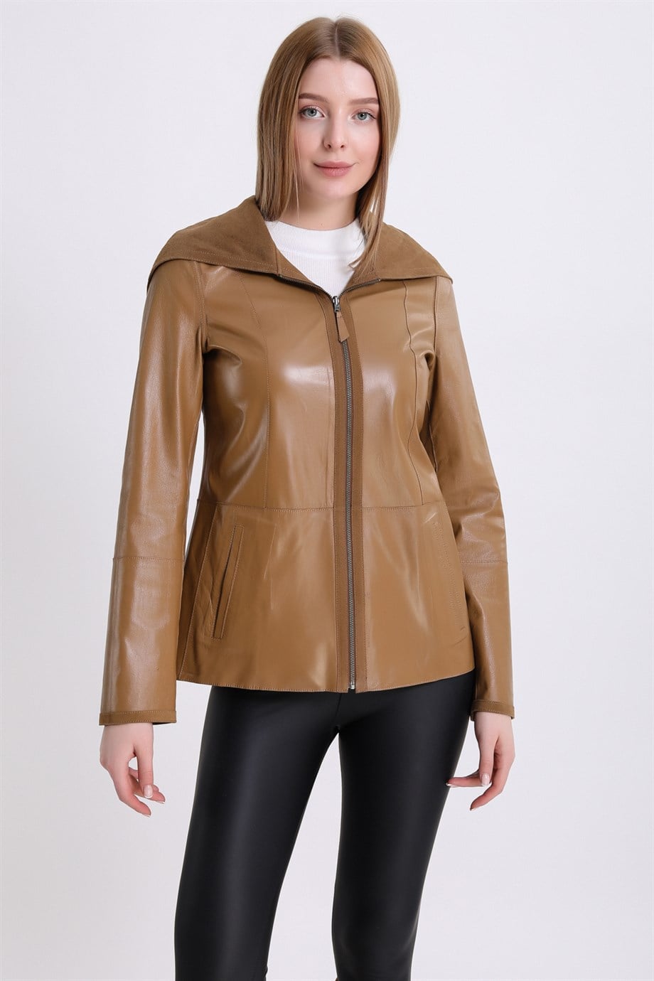 Manteau en daim réversible moutarde, LC Leather Club