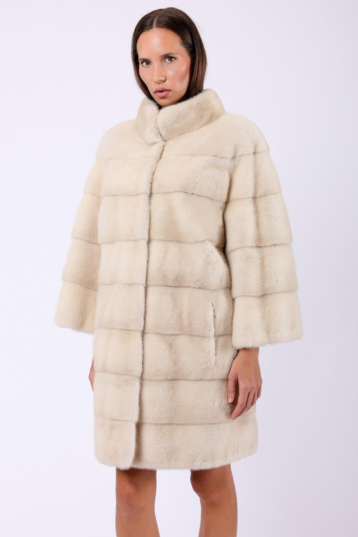 Manteau en vison blanc nacré, LC Leather Club