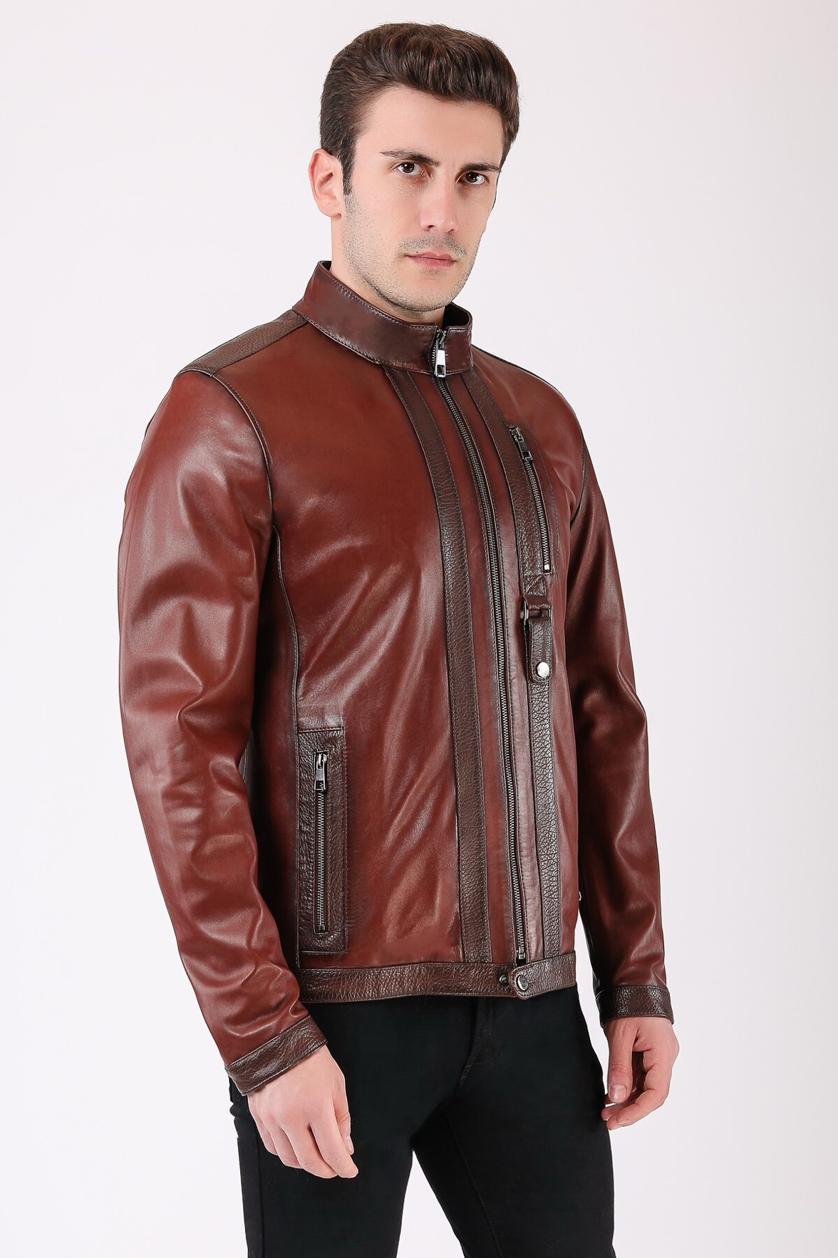 Brązowa skórzana kurtka Arnold, LC Leather Club