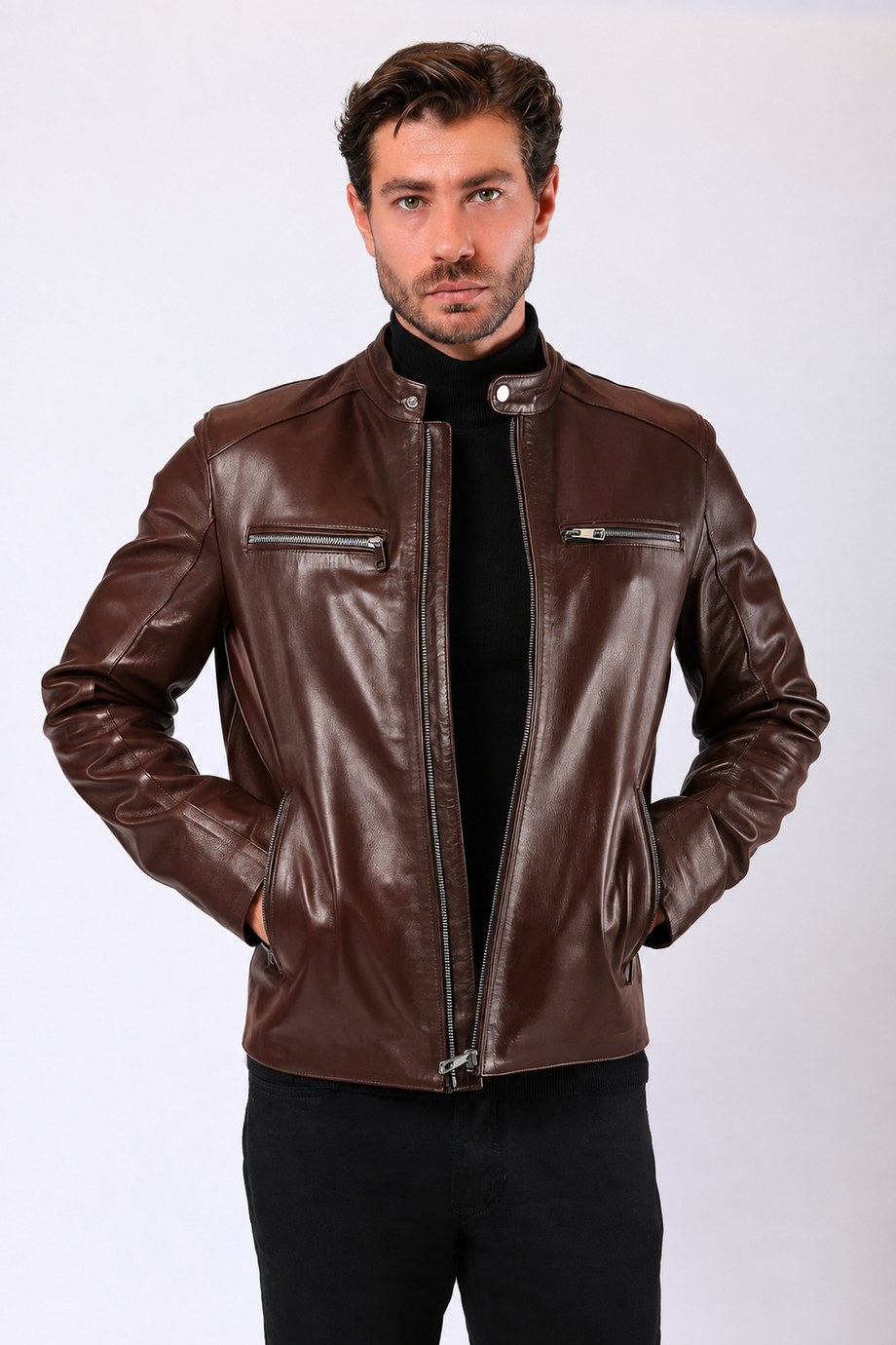 Kahve Chris Hakiki Deri Ceket, LC Leather Club