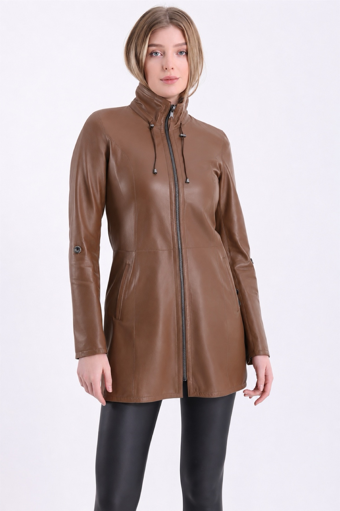 Veste en cuir marron réversible, LC Leather Club