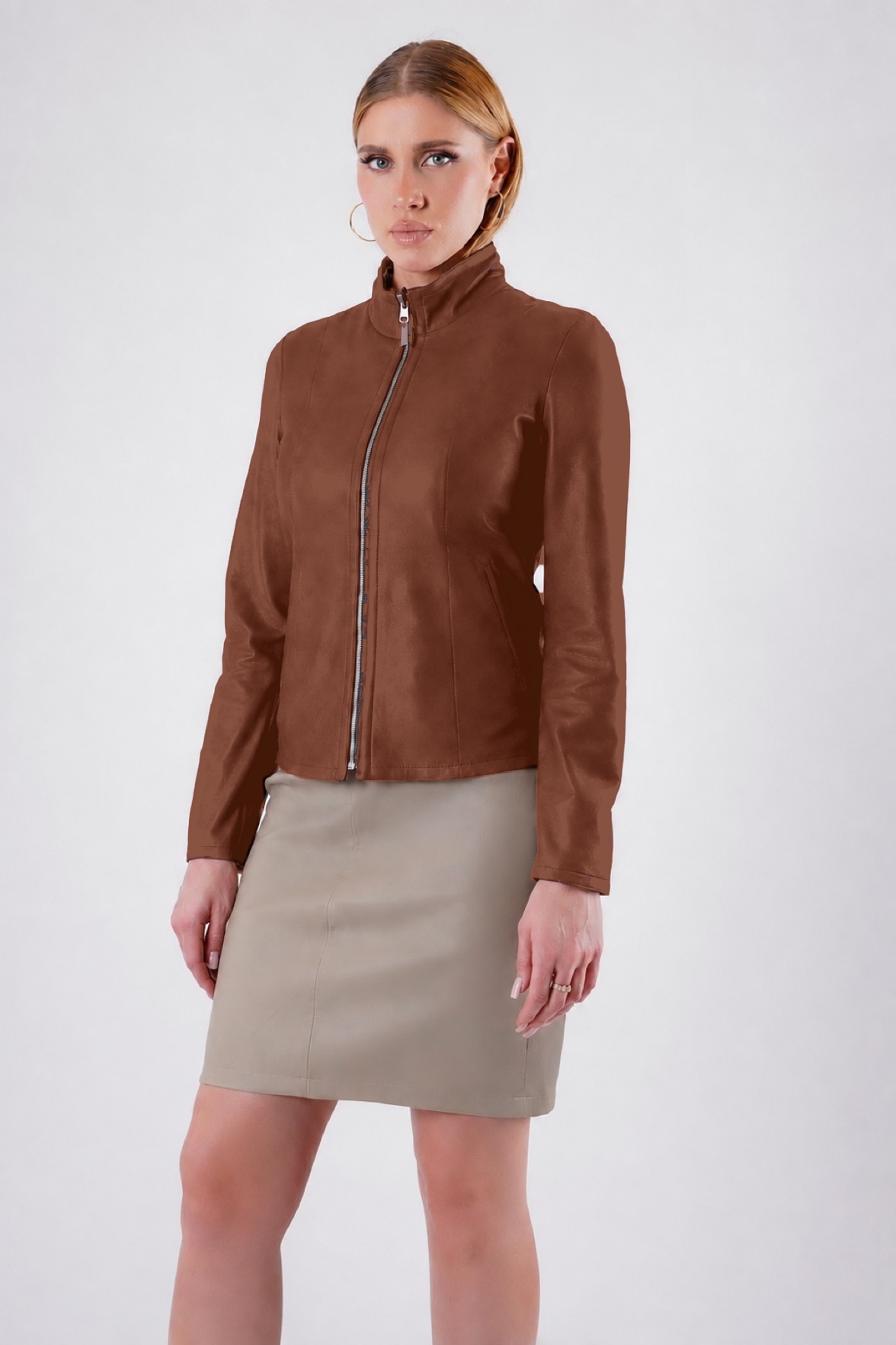 Veste en cuir marron réversible, LC Leather Club