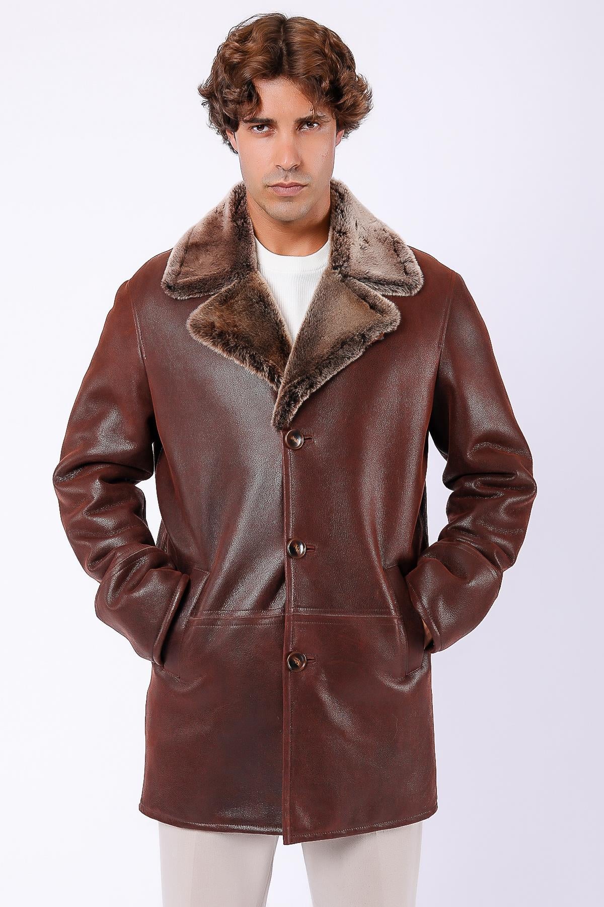 Brauner Lederkabin mit Crackfuchsfutter, LC Leather Club