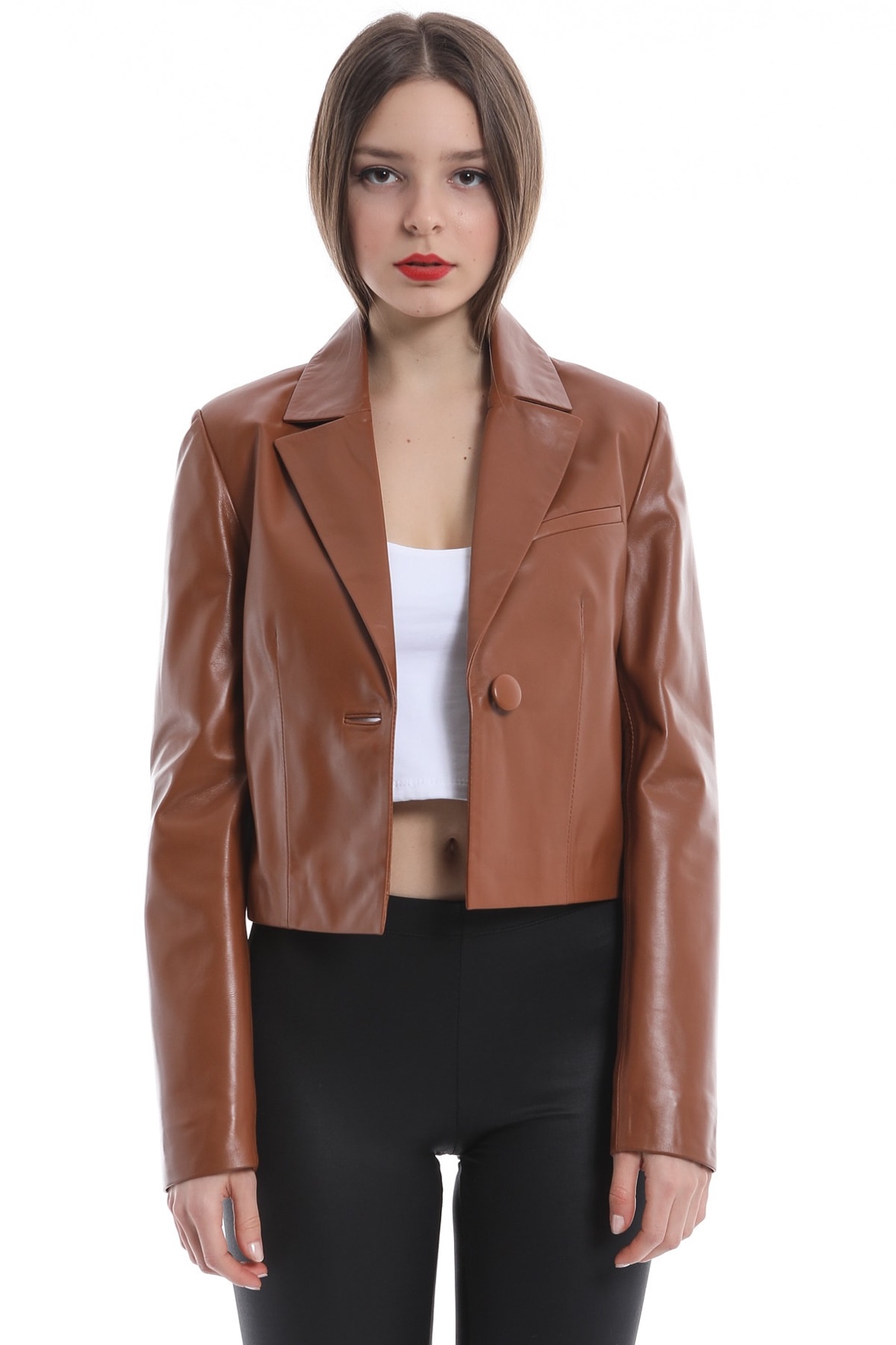 Kahve Deri Blazer Ceket, LC Leather Club