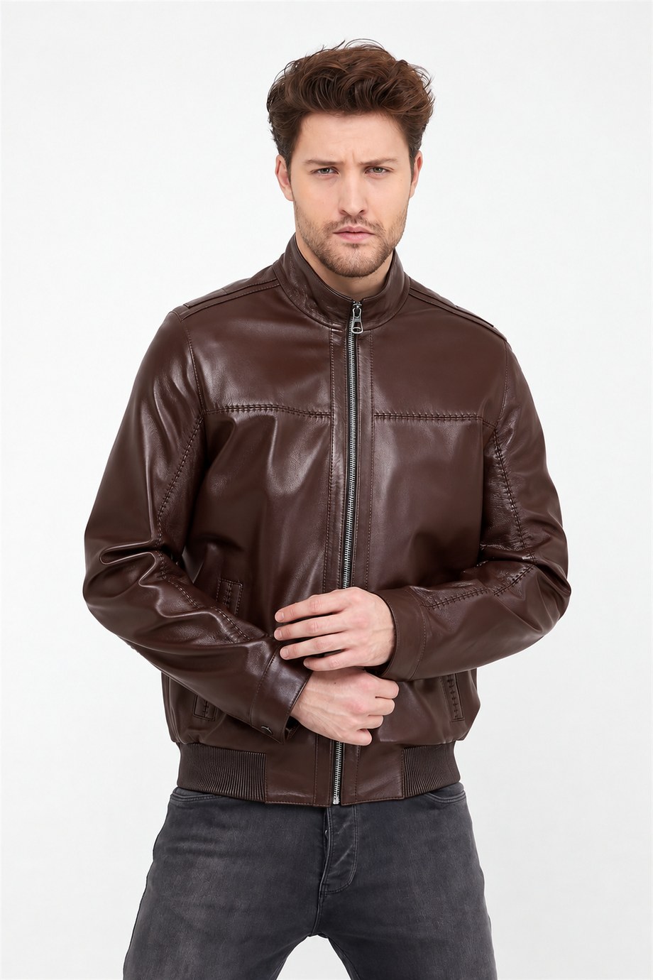 Kahve Fit Deri Ceket, LC Leather Club