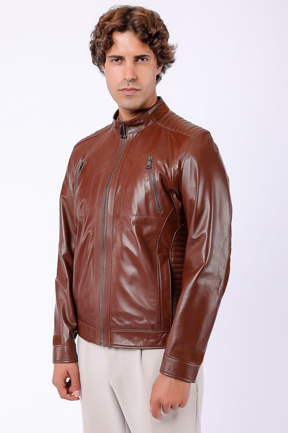 Veste en cuir marron, LC Leather Club