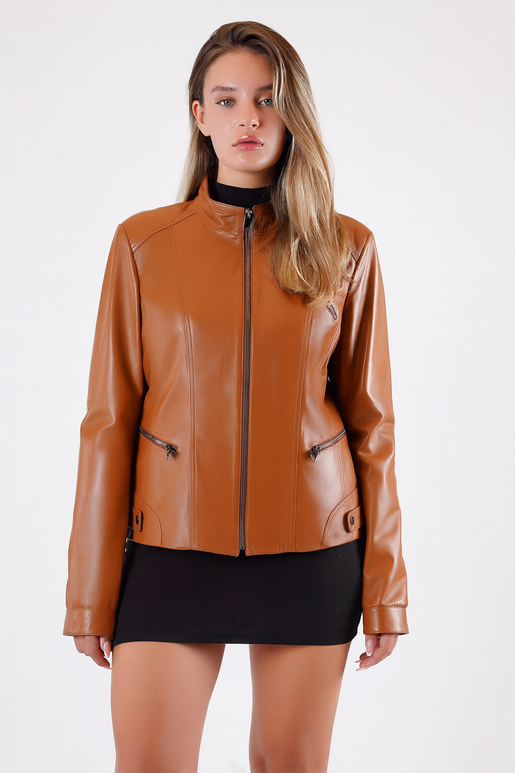 Veste en cuir marron, LC Leather Club