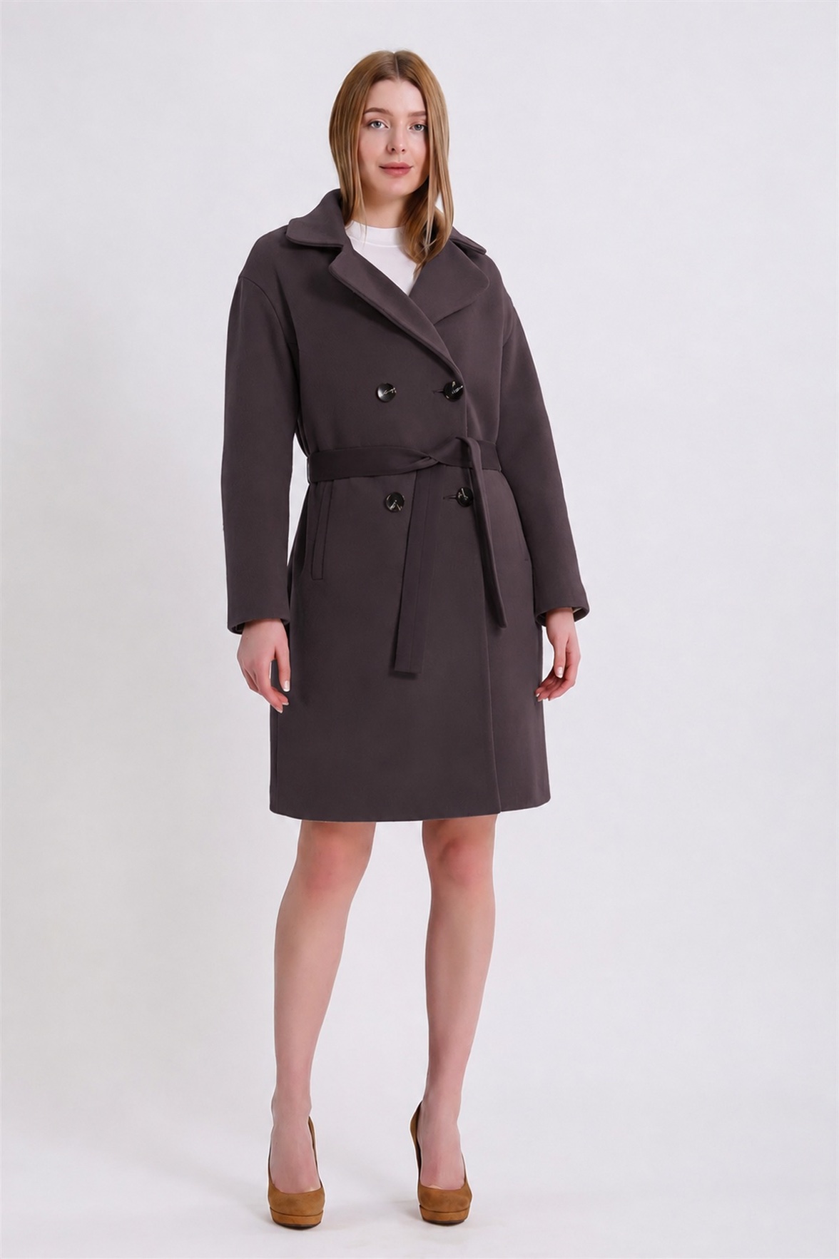 Manteau en cachemire marron, LC Leather Club