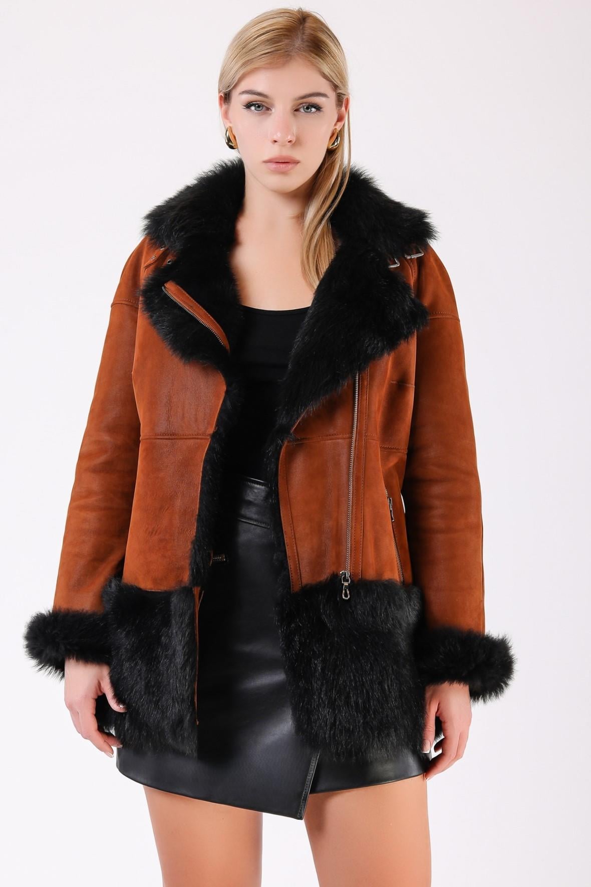 Manteau en fourrure marron, LC Leather Club