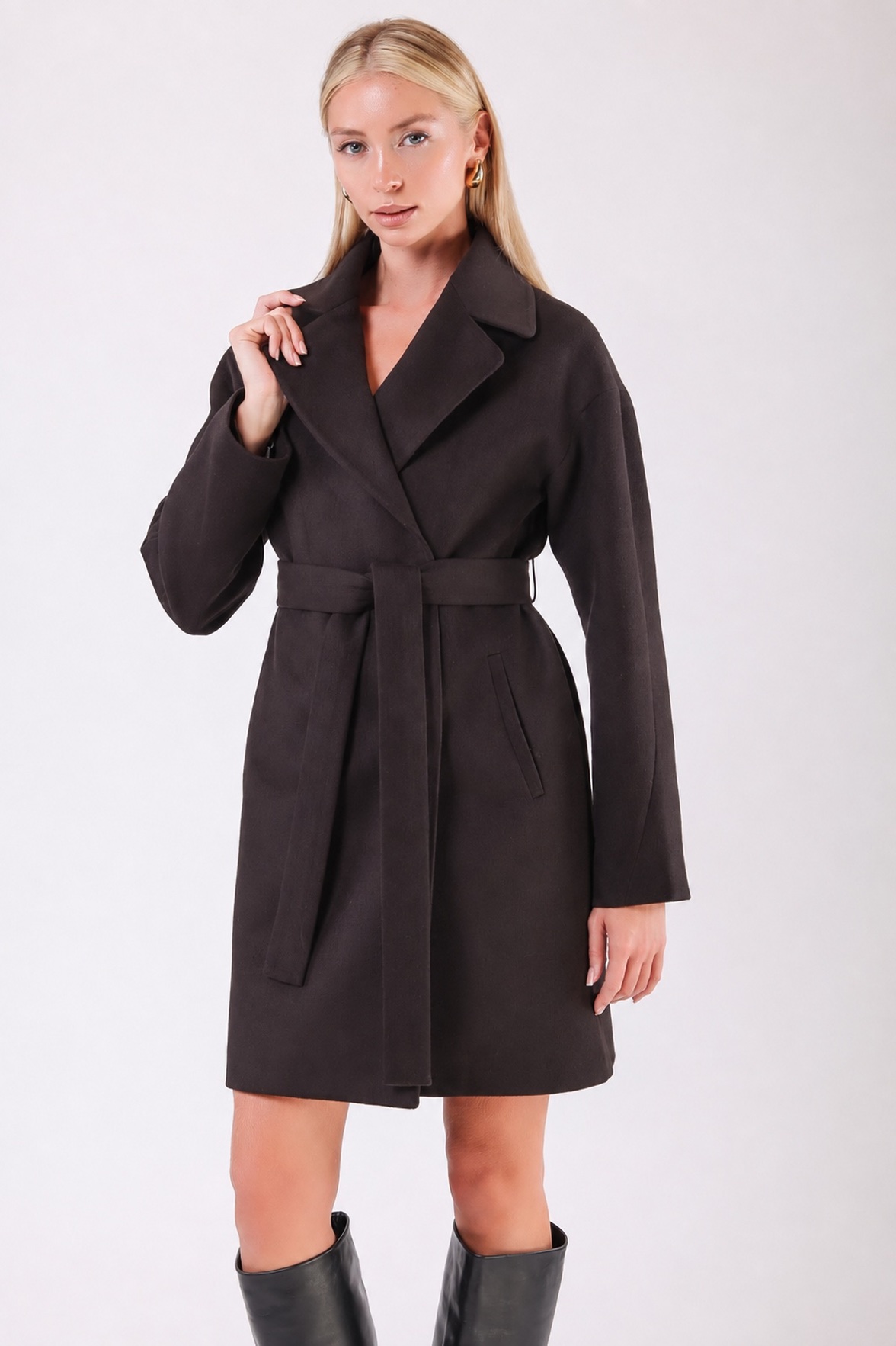 Manteau en cachemire marron sursize, LC Leather Club