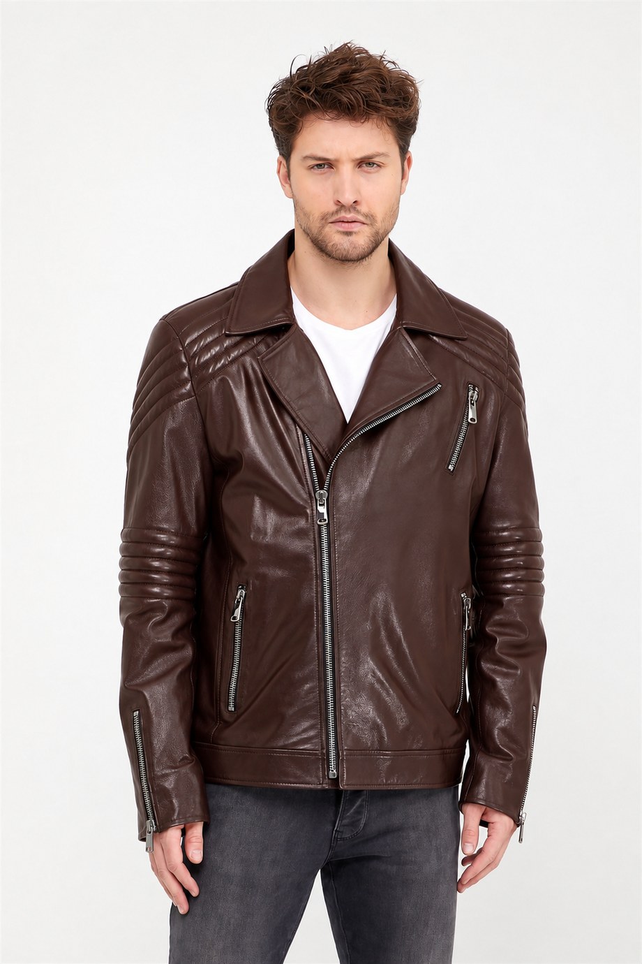 Kahve Rider Deri Ceket, LC Leather Club