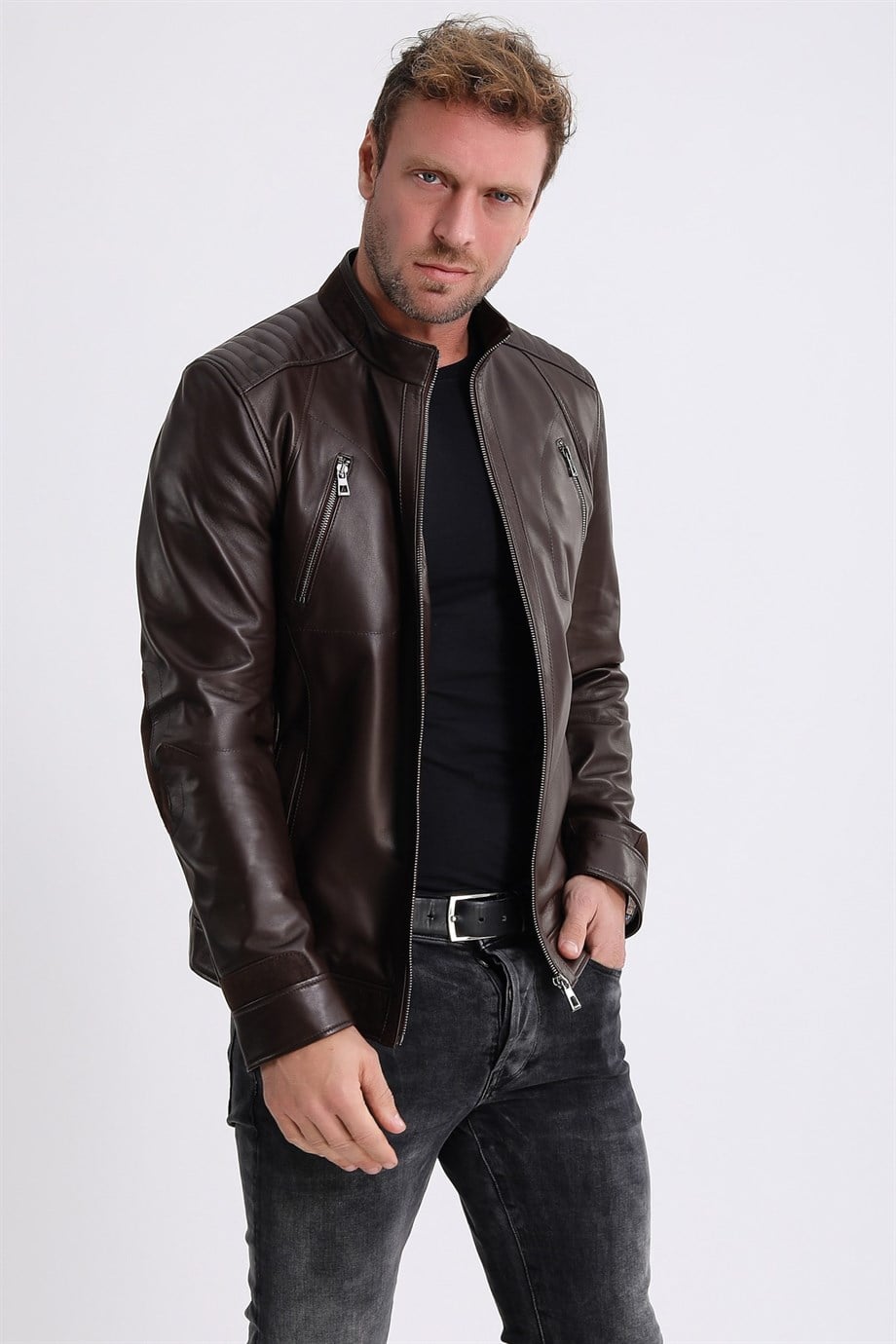 Veste Sport en cuir marron, LC Leather Club