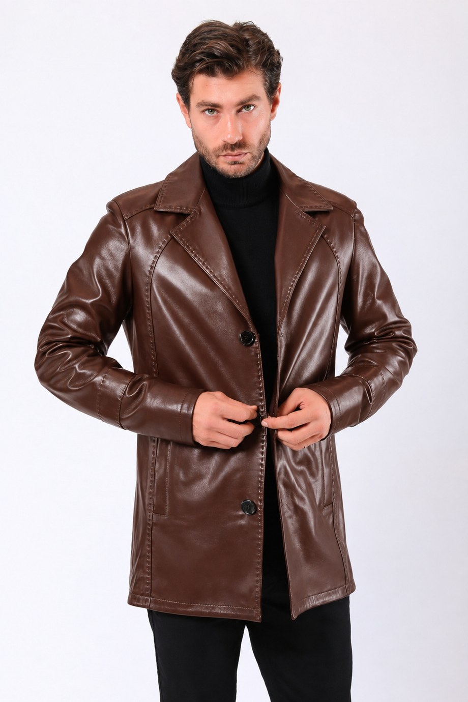 Kahve Valentin Hakiki Deri Blazer Ceket, LC Leather Club
