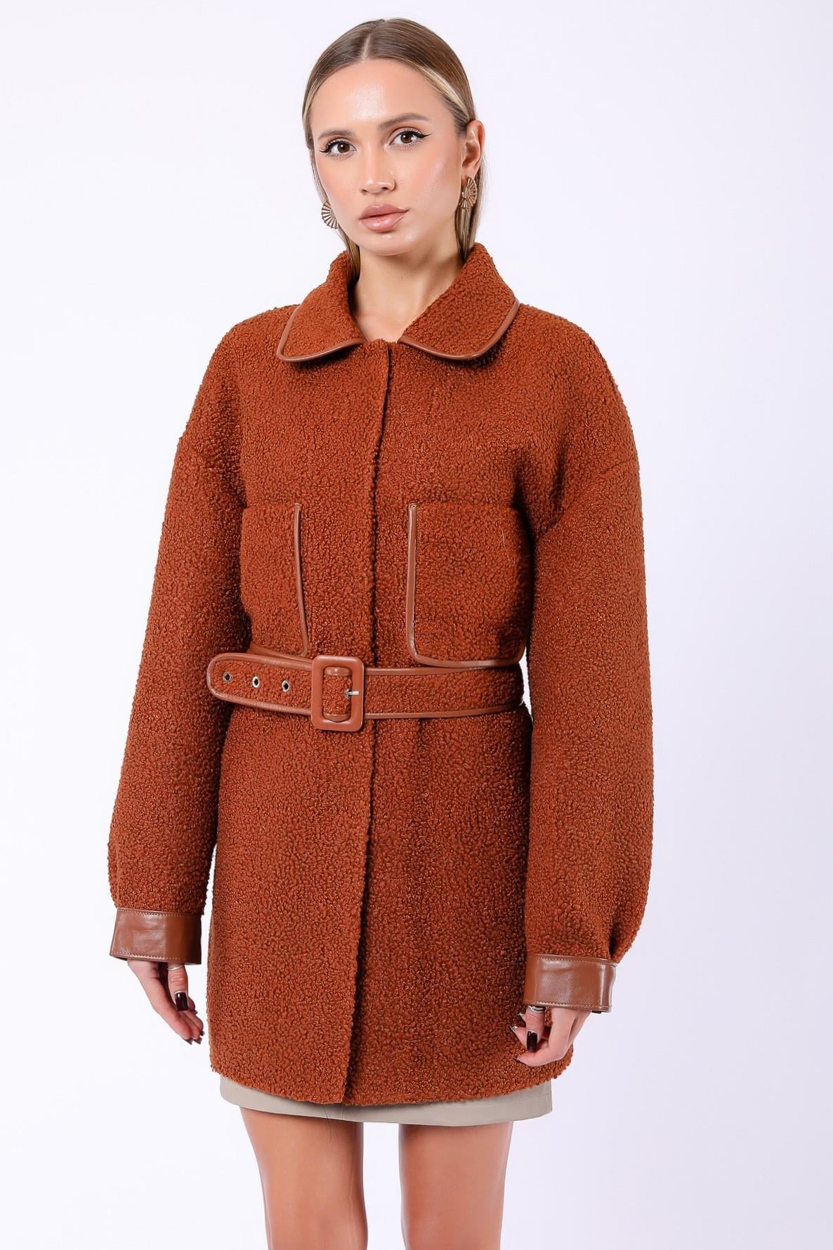 Manteau en laine mérinos rouge terre cuite, LC Leather Club