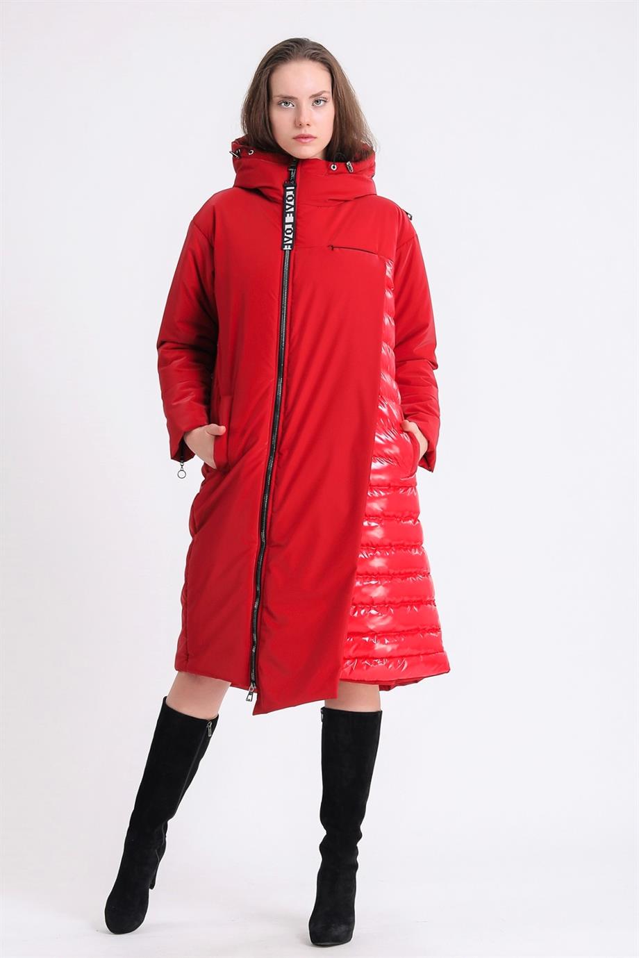 Doudoune Glam rouge avec duvet d'oie, LC Leather Club