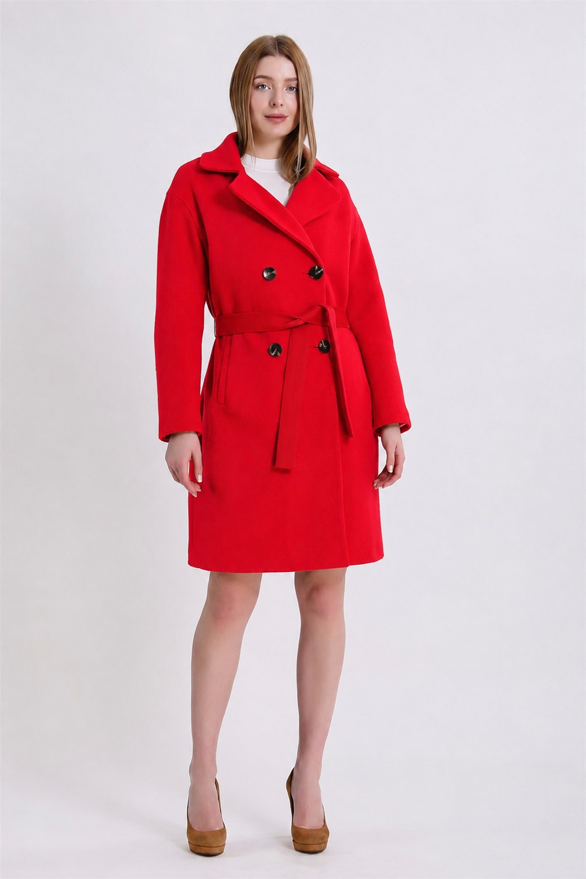 Manteau en cachemire rouge, LC Leather Club