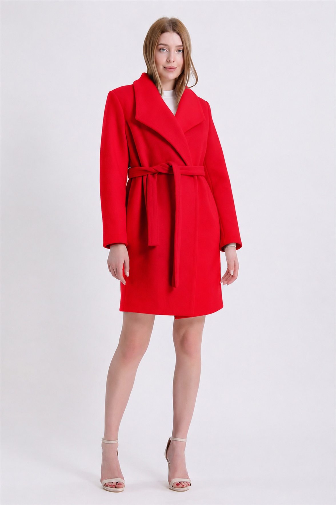 Manteau en cachemire rouge, LC Leather Club