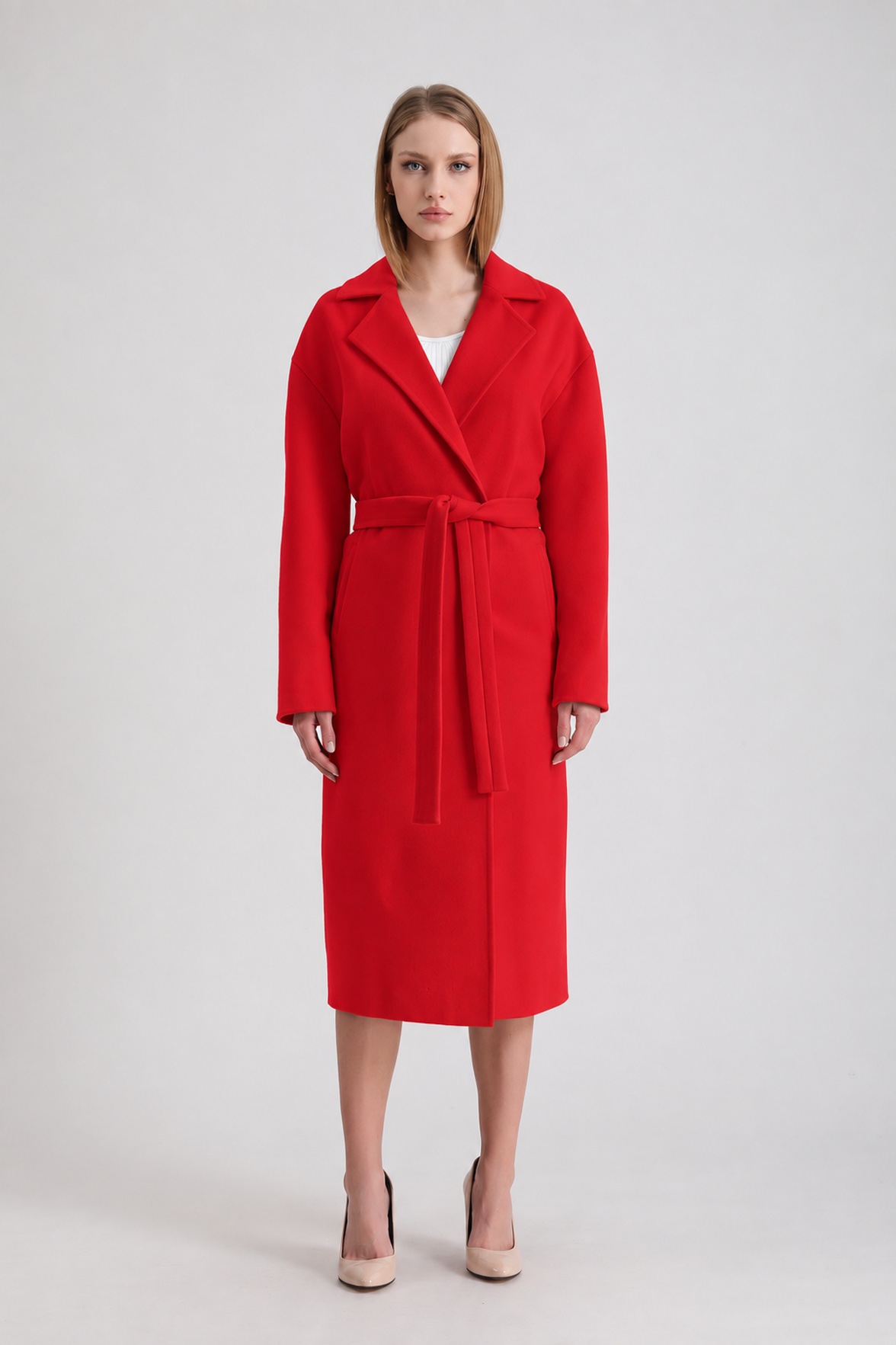 Manteau en cachemire rouge, LC Leather Club