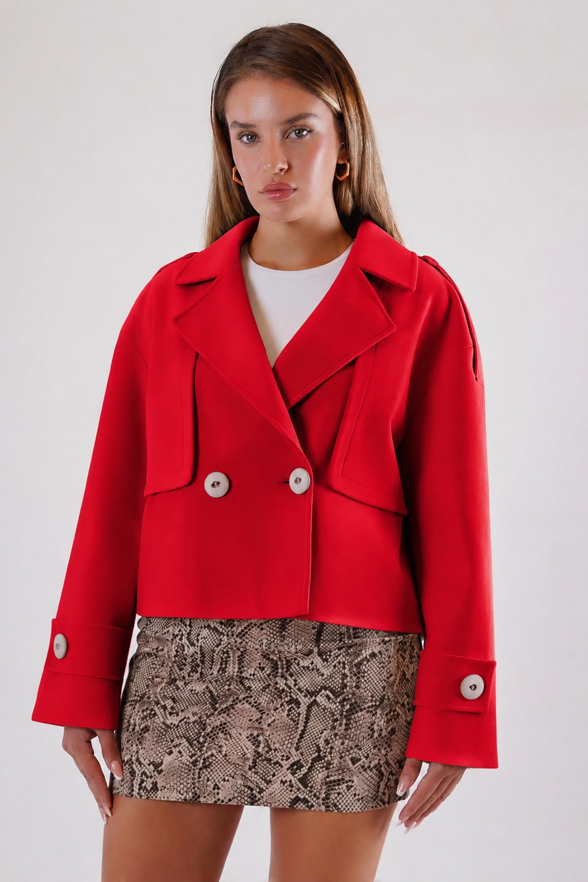 Manteau en cachemire rouge oversize, LC Leather Club