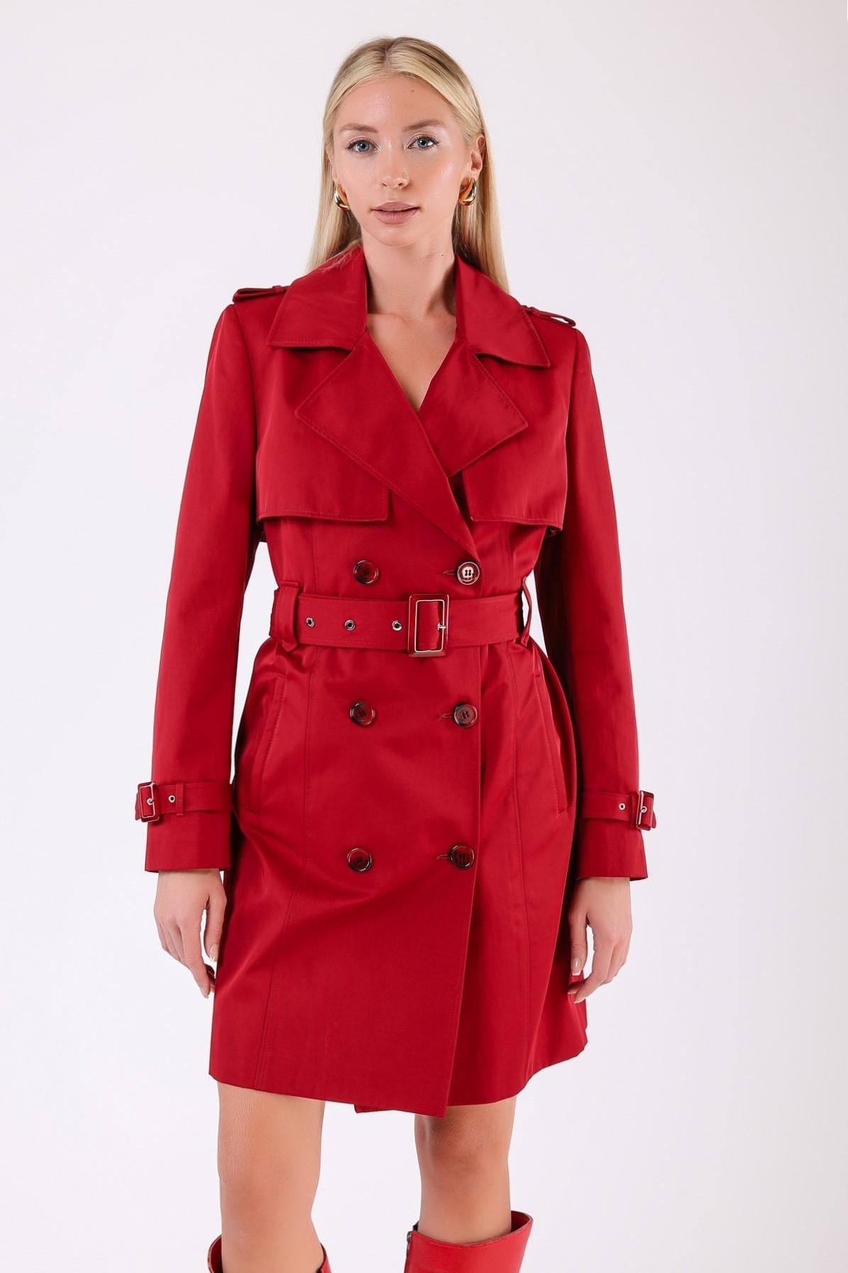 Trench en fibre imperméable rouge, LC Leather Club
