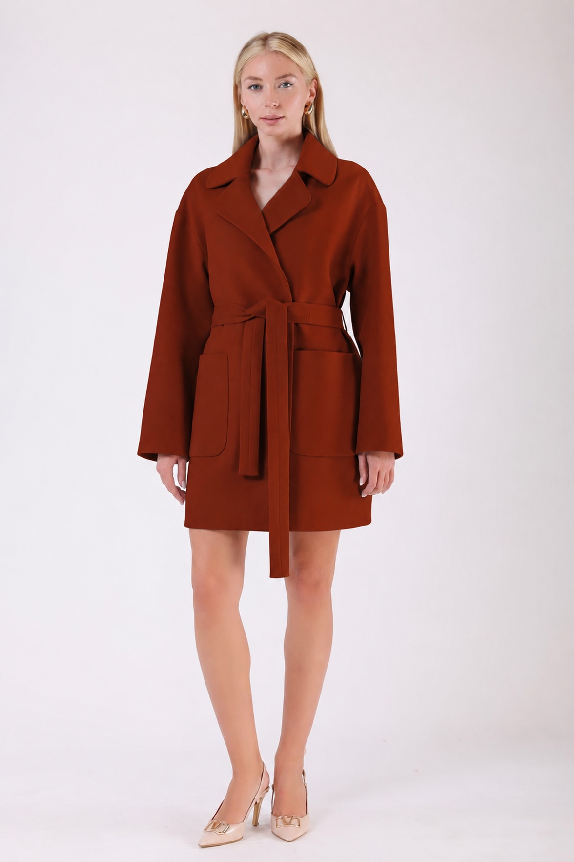 Manteau en cachemire couleur rouille, LC Leather Club